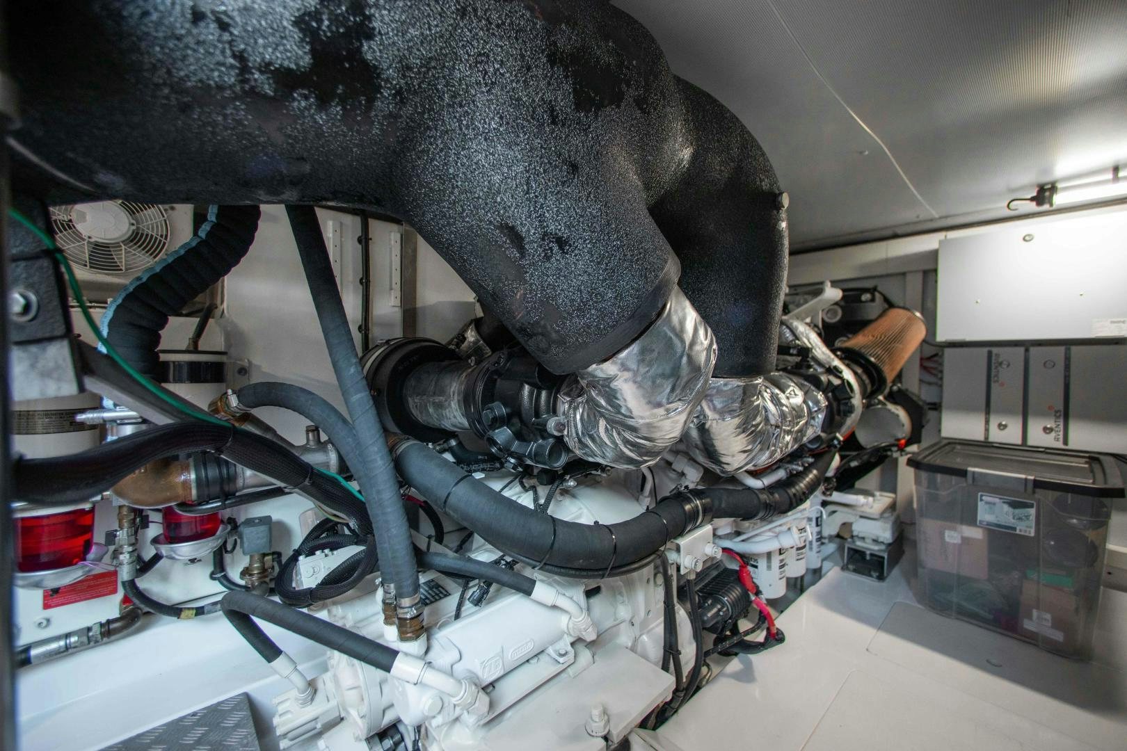 a large grey dinosaur in a room aboard Queen Mara Yacht for Sale