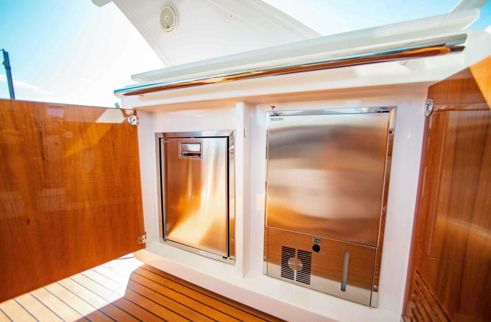a room with two closets aboard Queen Mara Yacht for Sale