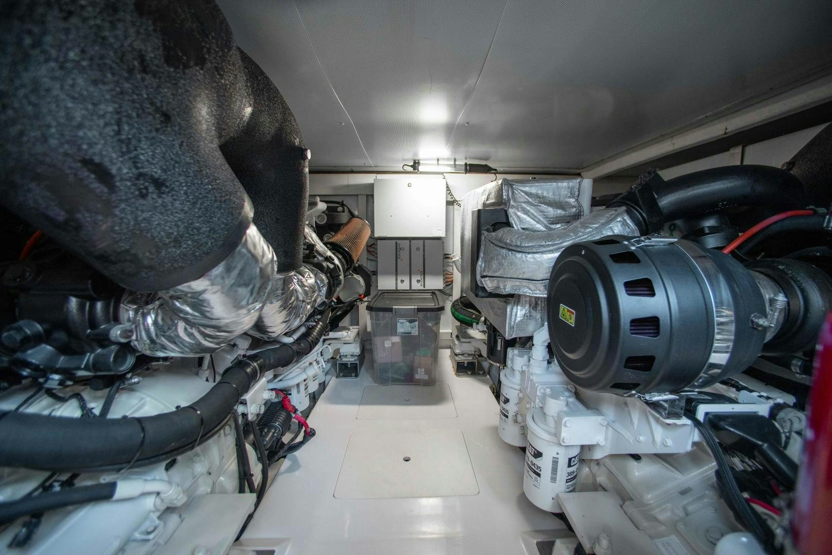 a large grey and black robot aboard Queen Mara Yacht for Sale