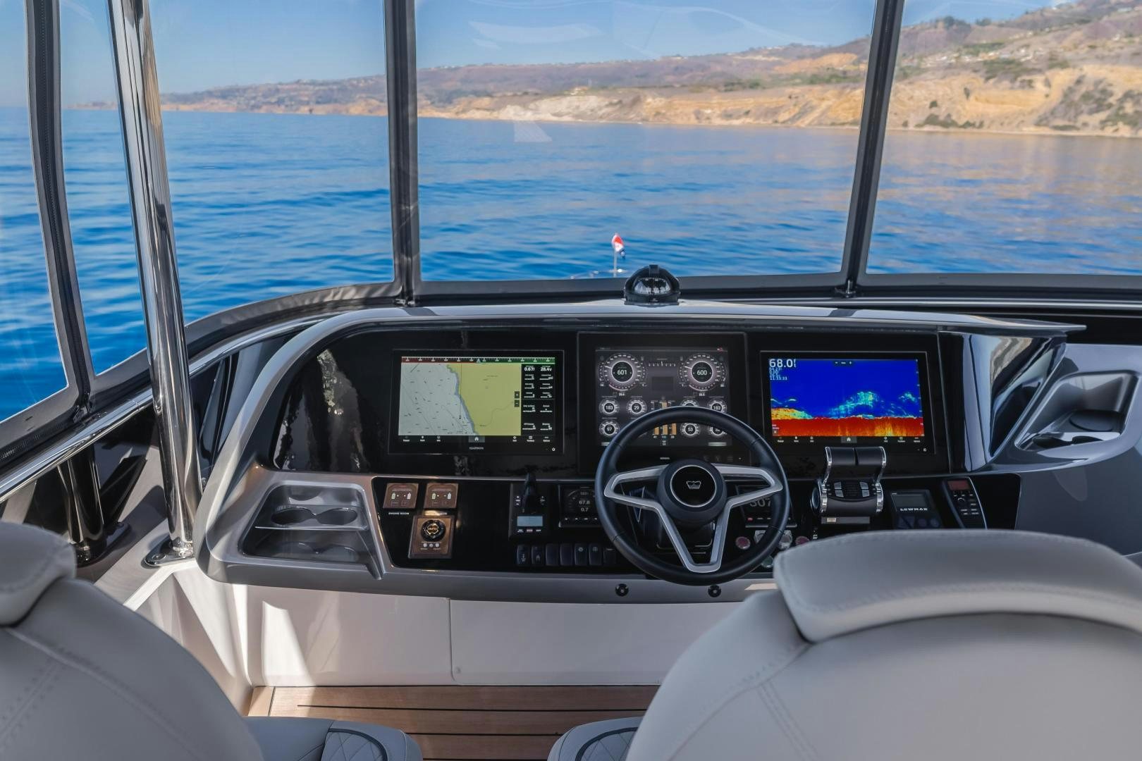 inside of a car aboard Mad Betty 2.0 Yacht for Sale