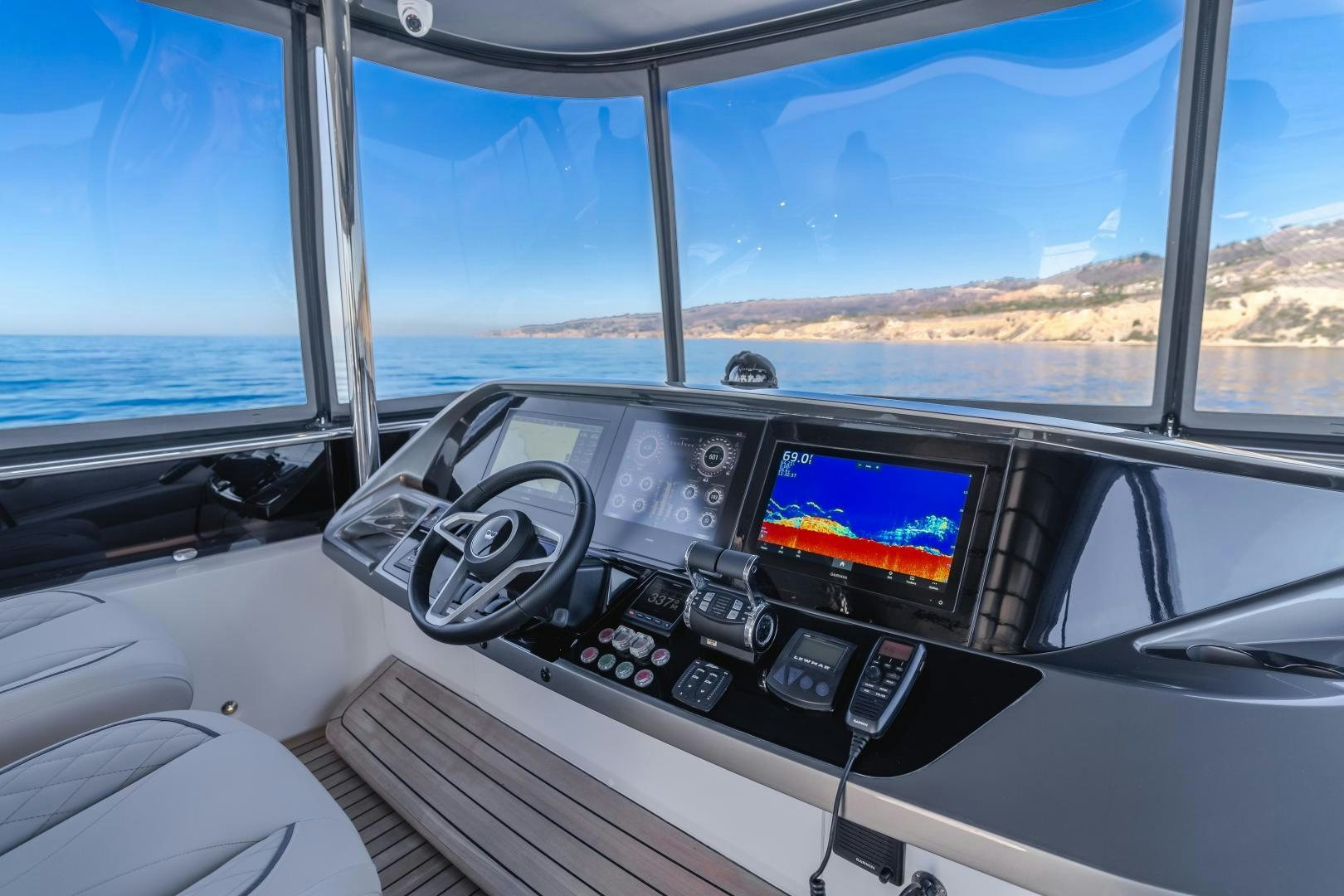 inside of a car aboard Mad Betty 2.0 Yacht for Sale