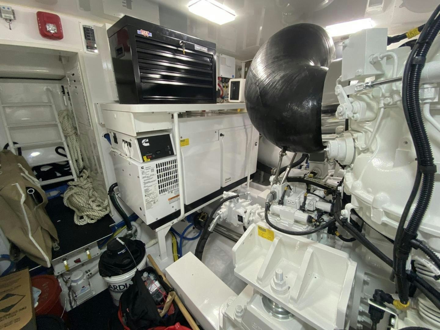 a large black object in a room aboard Make It Happen Yacht for Sale