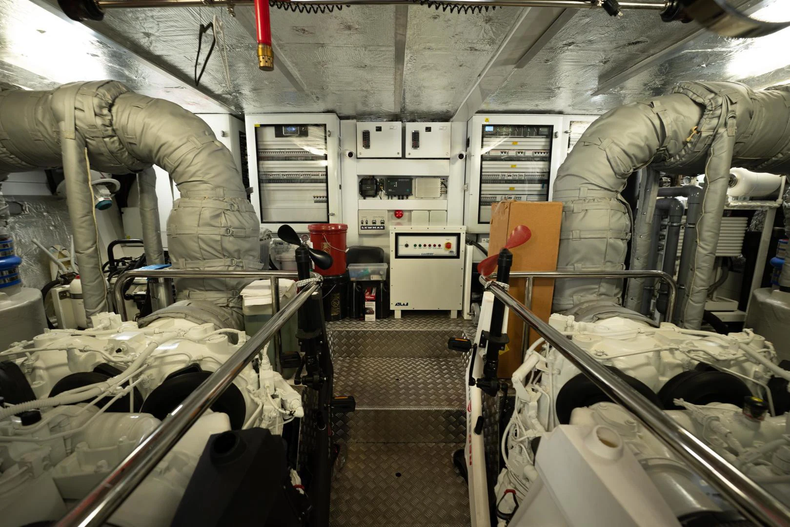 a room with machinery aboard EOS Yacht for Sale