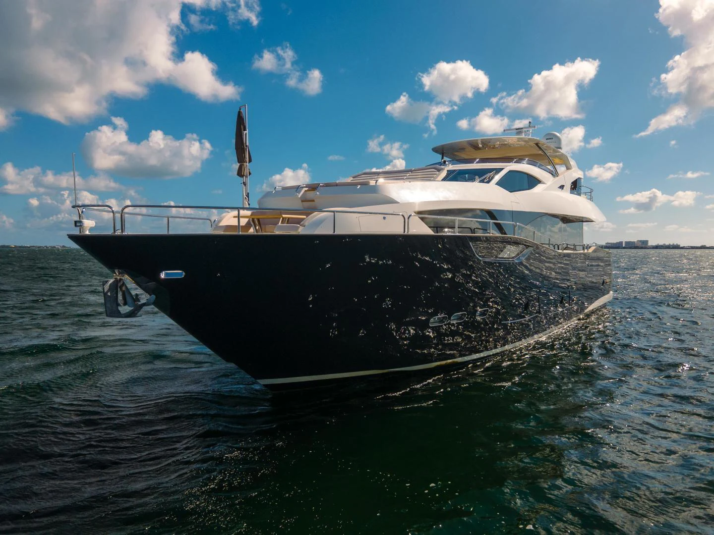 a large ship in the water aboard EOS Yacht for Sale