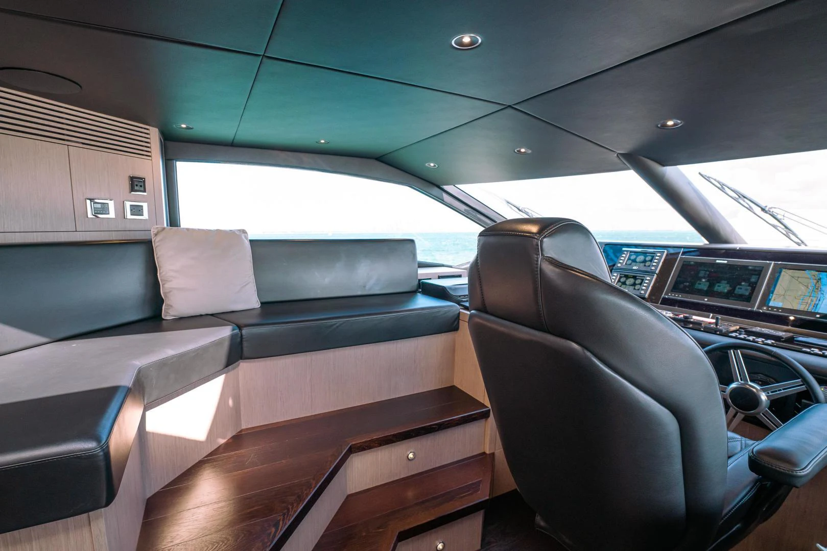 inside of a car aboard EOS Yacht for Sale