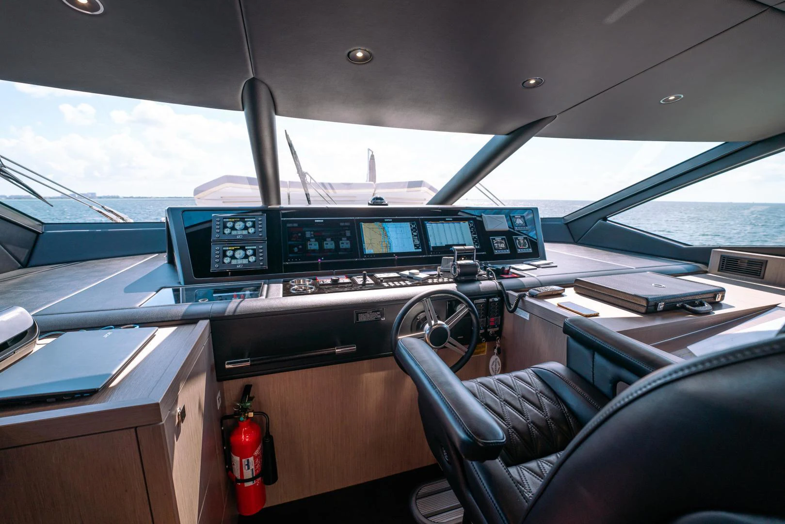 inside of a car aboard EOS Yacht for Sale