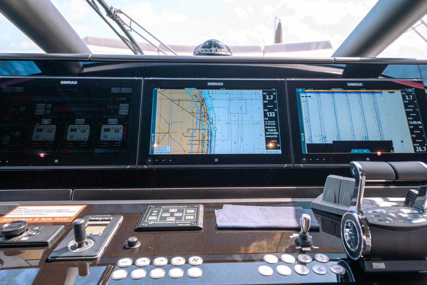 a control panel of a plane aboard EOS Yacht for Sale