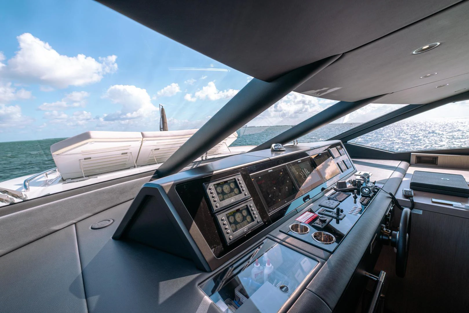 the inside of a car aboard EOS Yacht for Sale
