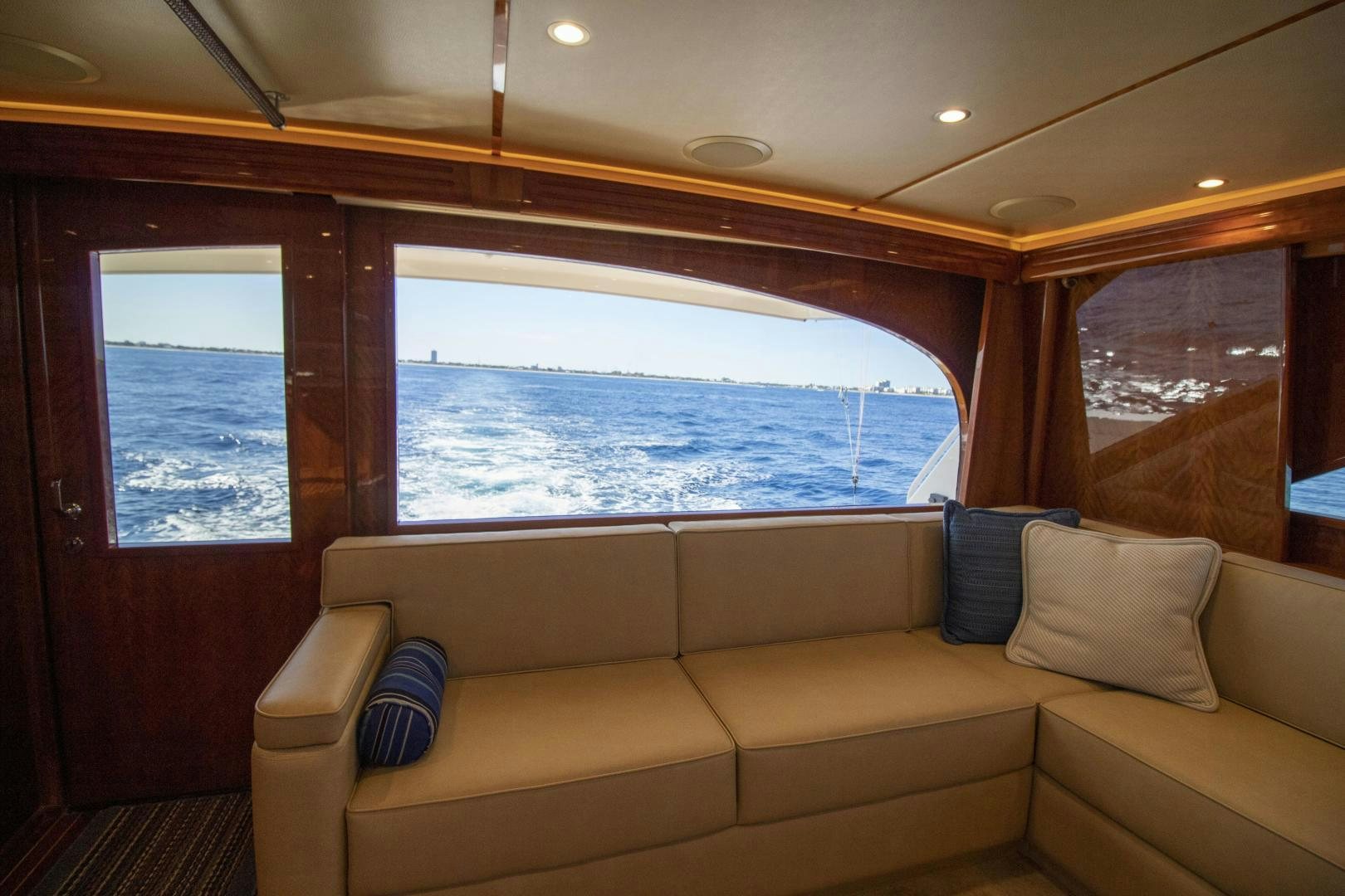 a couch in a boat aboard VICTORY Yacht for Sale