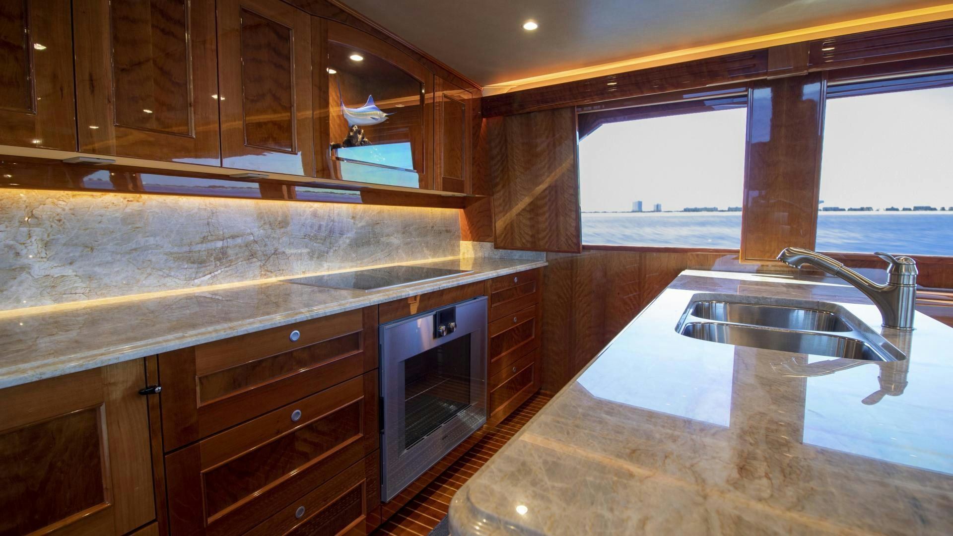 a kitchen with a countertop aboard VICTORY Yacht for Sale