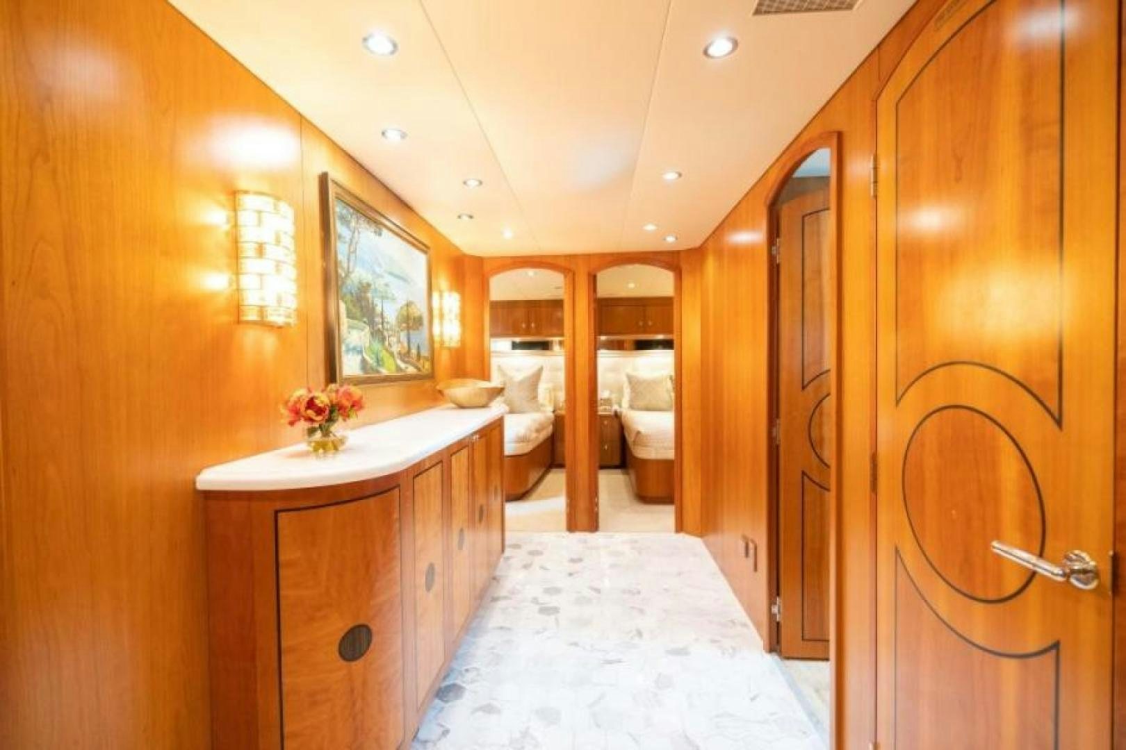 a room with a bed and a door aboard DANIELLE Yacht for Sale