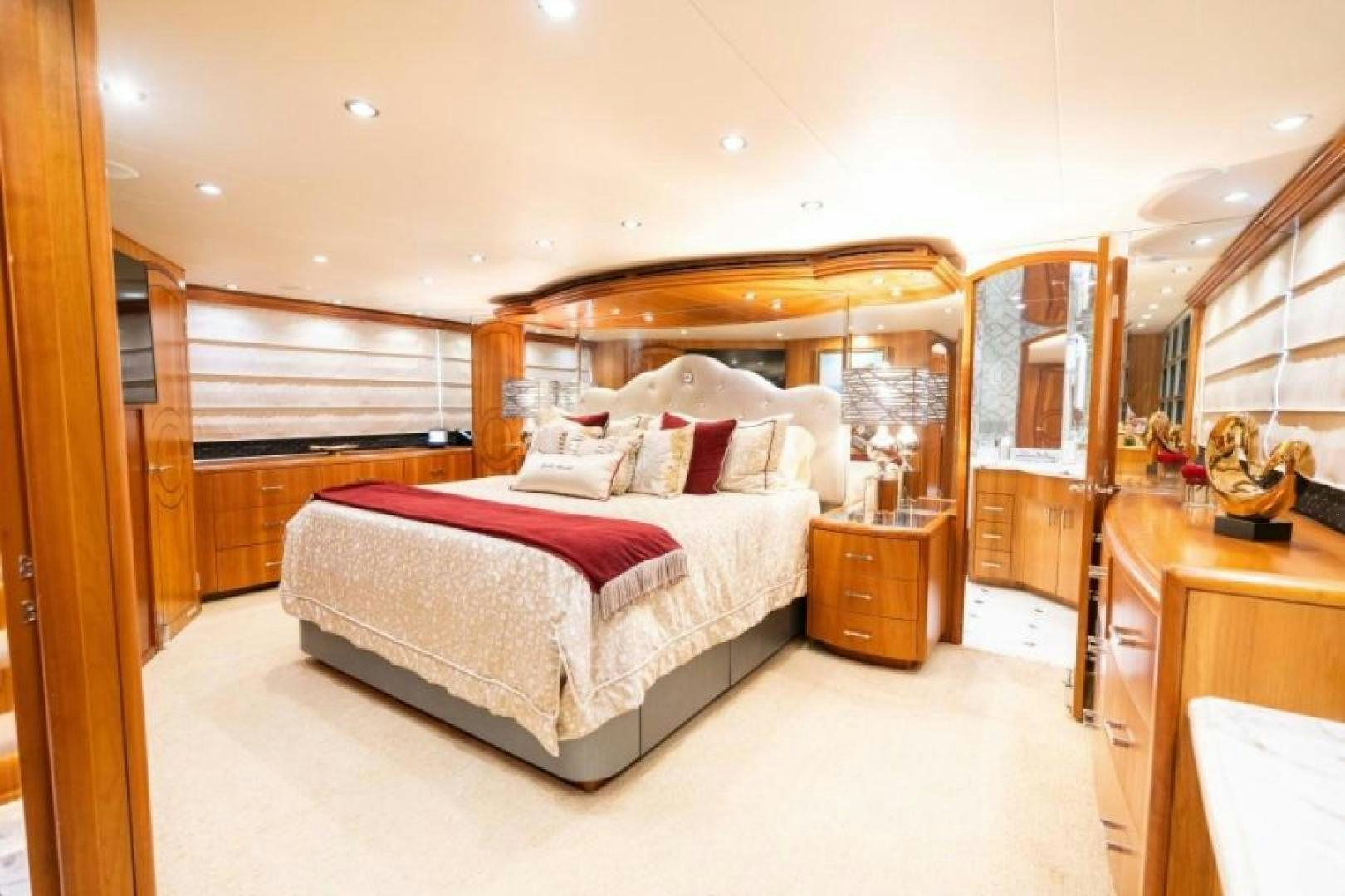 a large bedroom with a large bed aboard DANIELLE Yacht for Sale