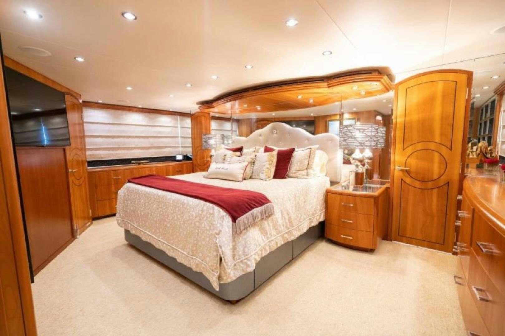 a large bedroom with a large bed aboard DANIELLE Yacht for Sale