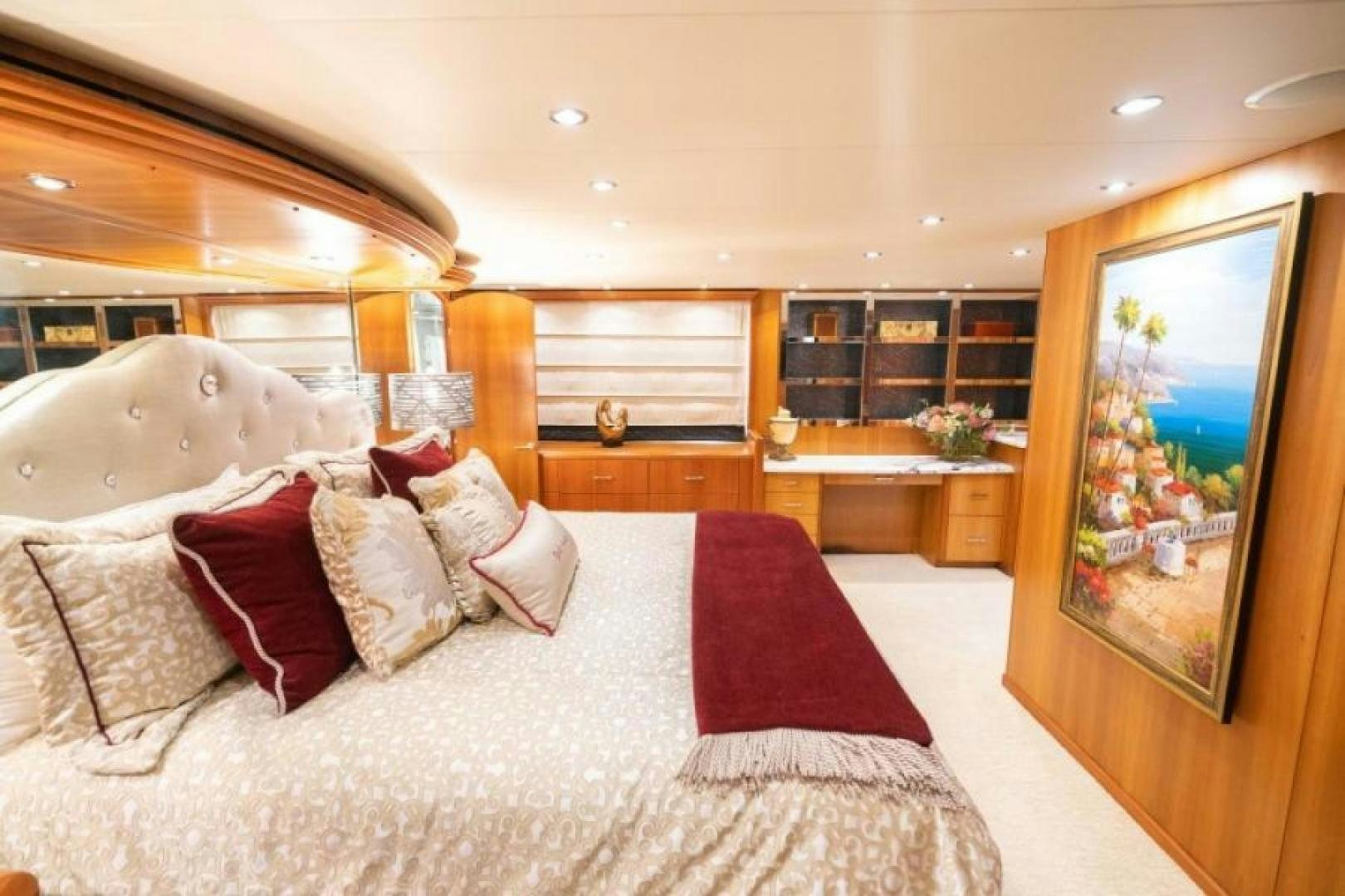 a large bed in a room aboard DANIELLE Yacht for Sale