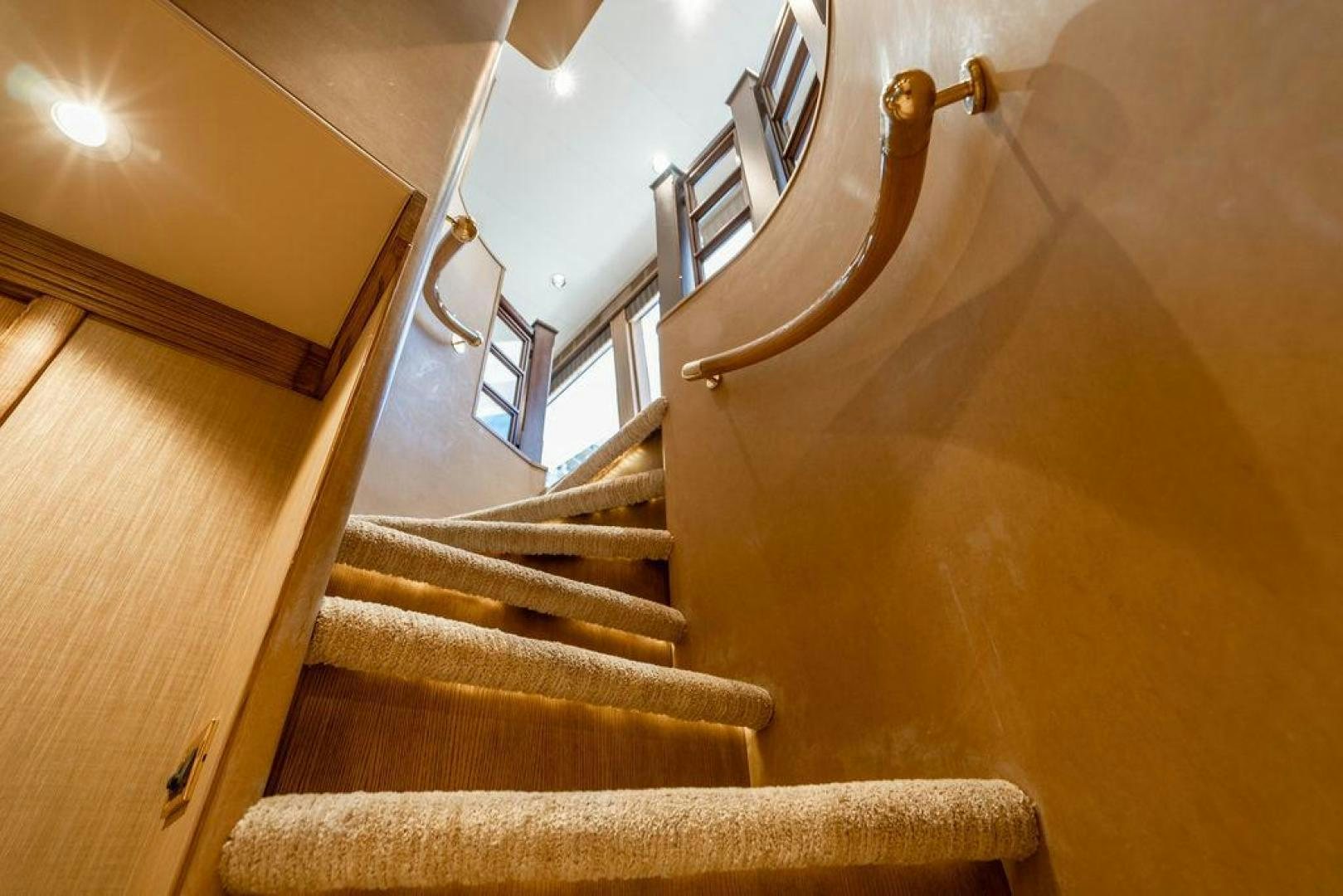a staircase with a railing aboard NORTH COAST 120 Yacht for Sale
