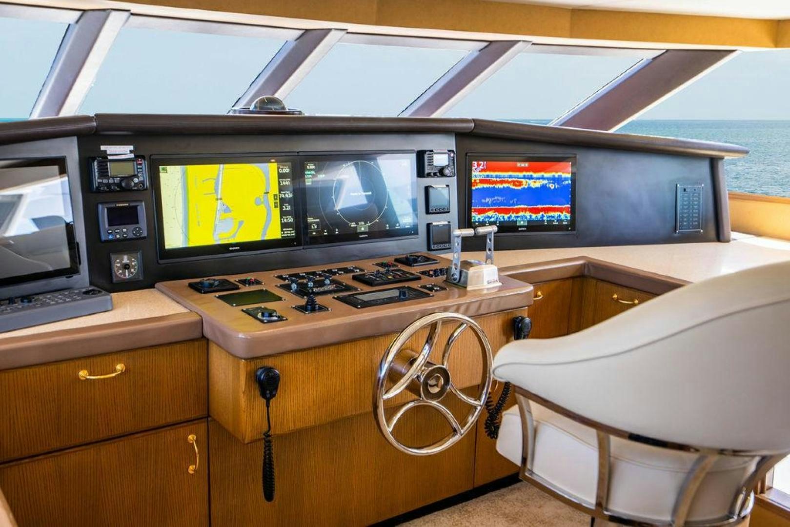 a control room with a large fan aboard NORTH COAST 120 Yacht for Sale