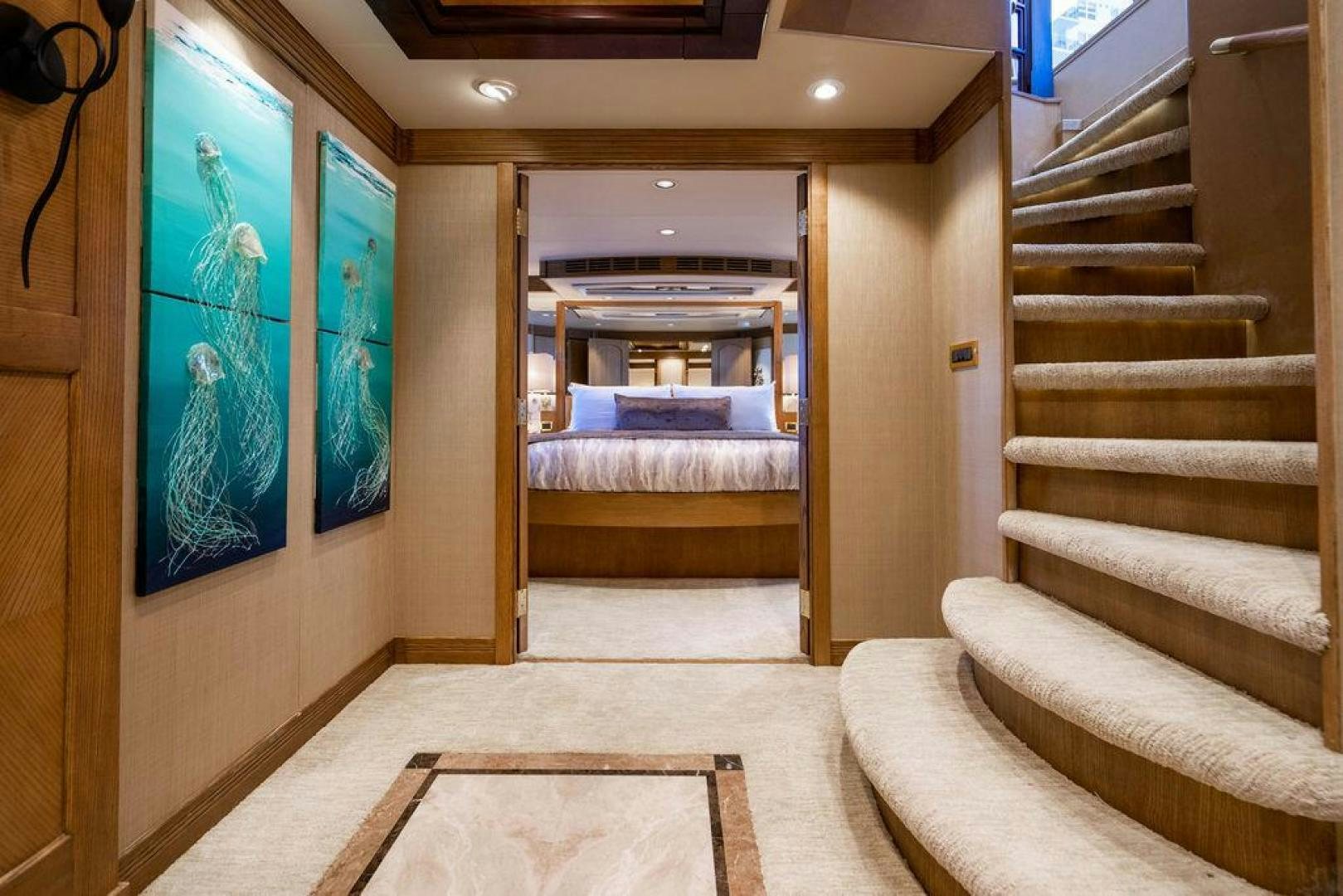 a staircase leading to a room aboard NORTH COAST 120 Yacht for Sale