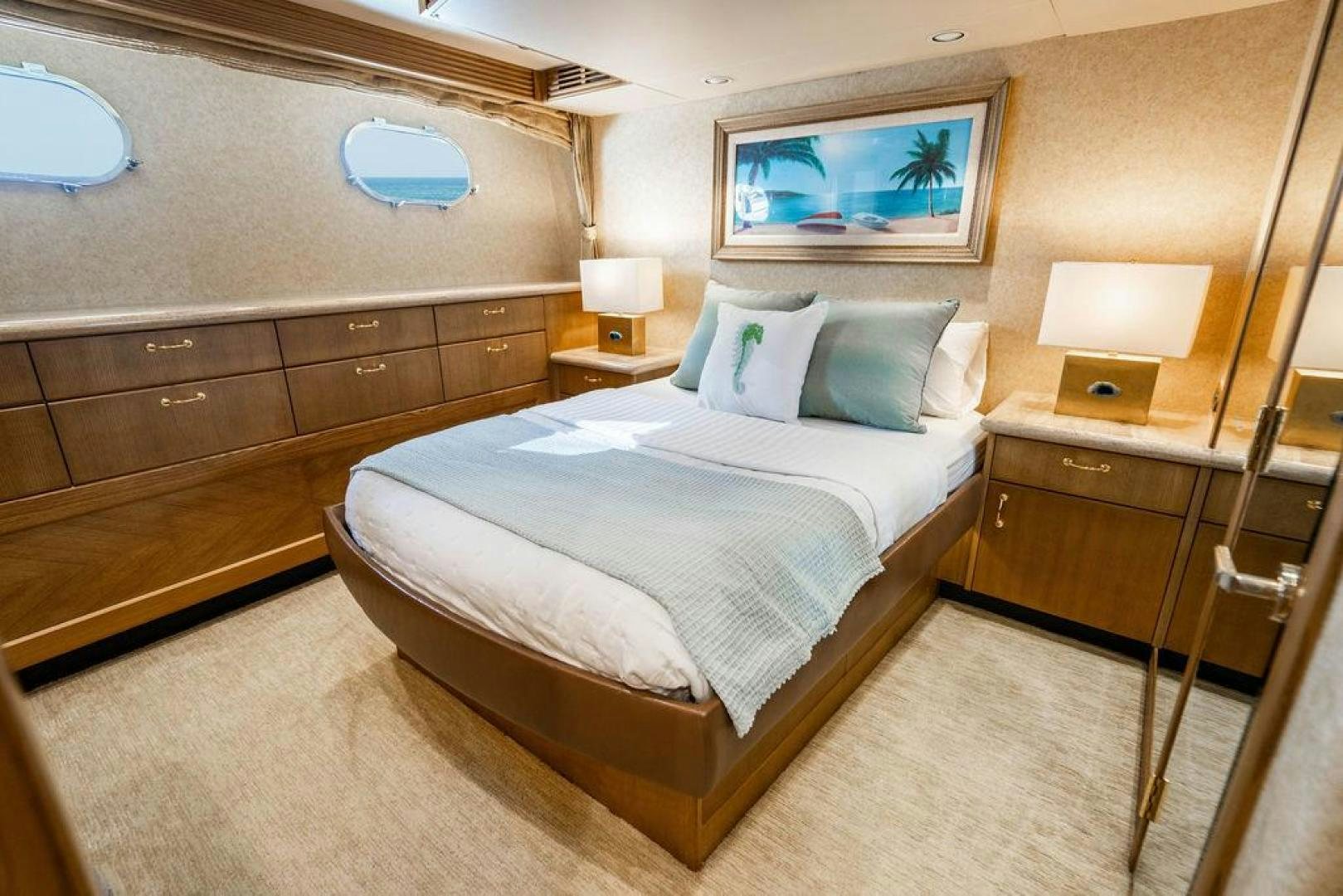 a hotel room with a bed aboard NORTH COAST 120 Yacht for Sale
