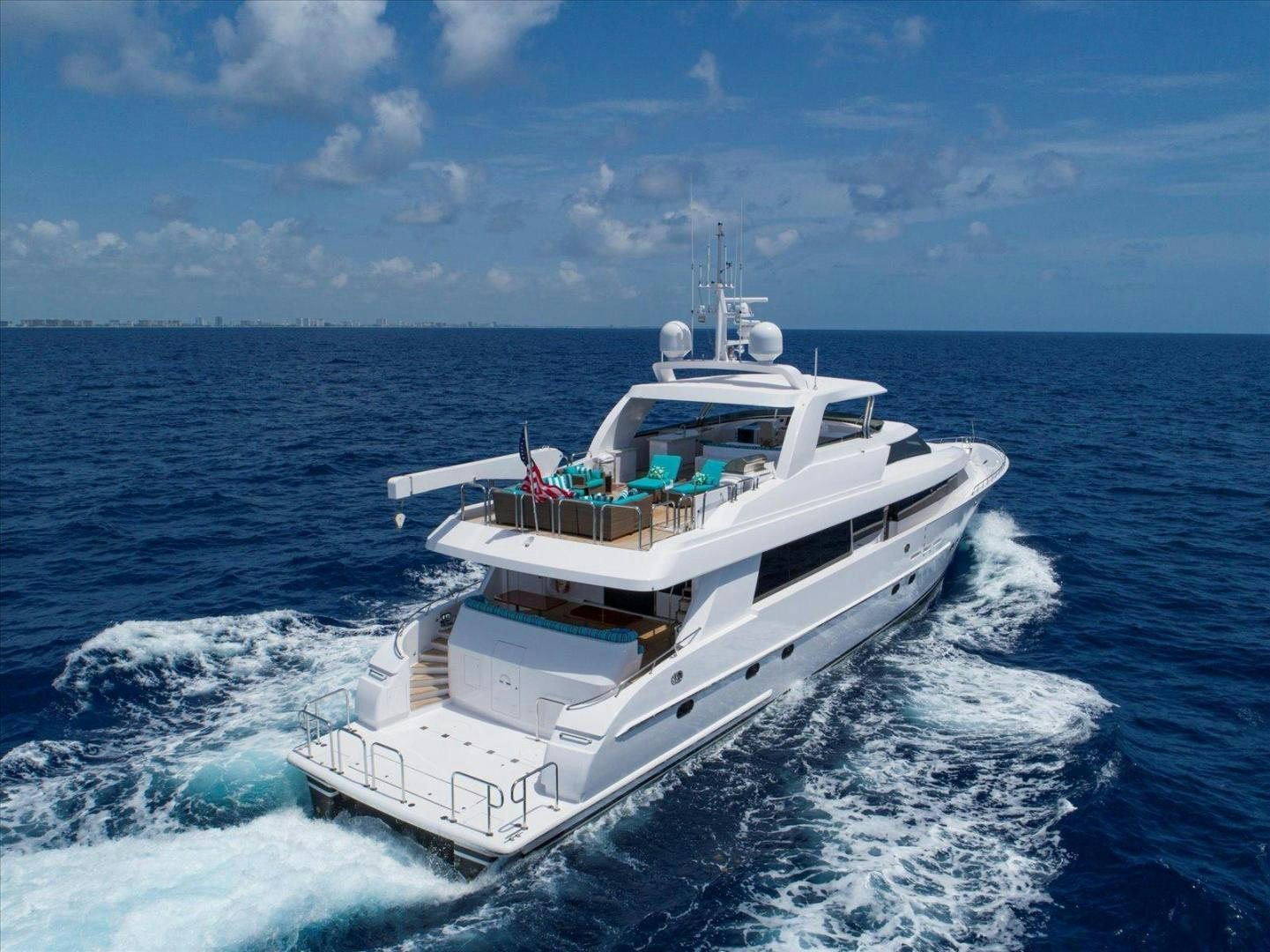a boat on the water aboard NORTH COAST 120 Yacht for Sale