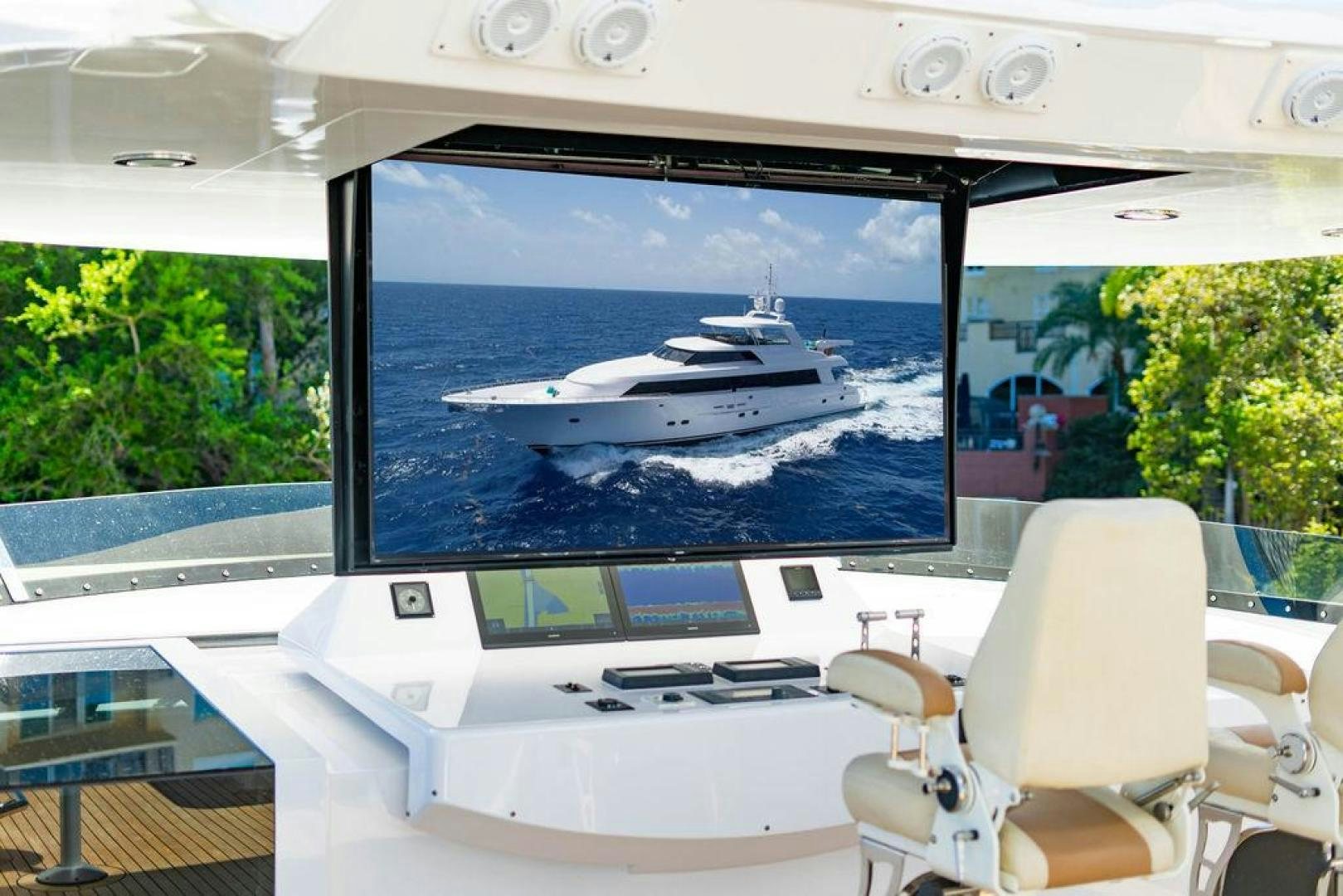 a large ship in a window aboard NORTH COAST 120 Yacht for Sale