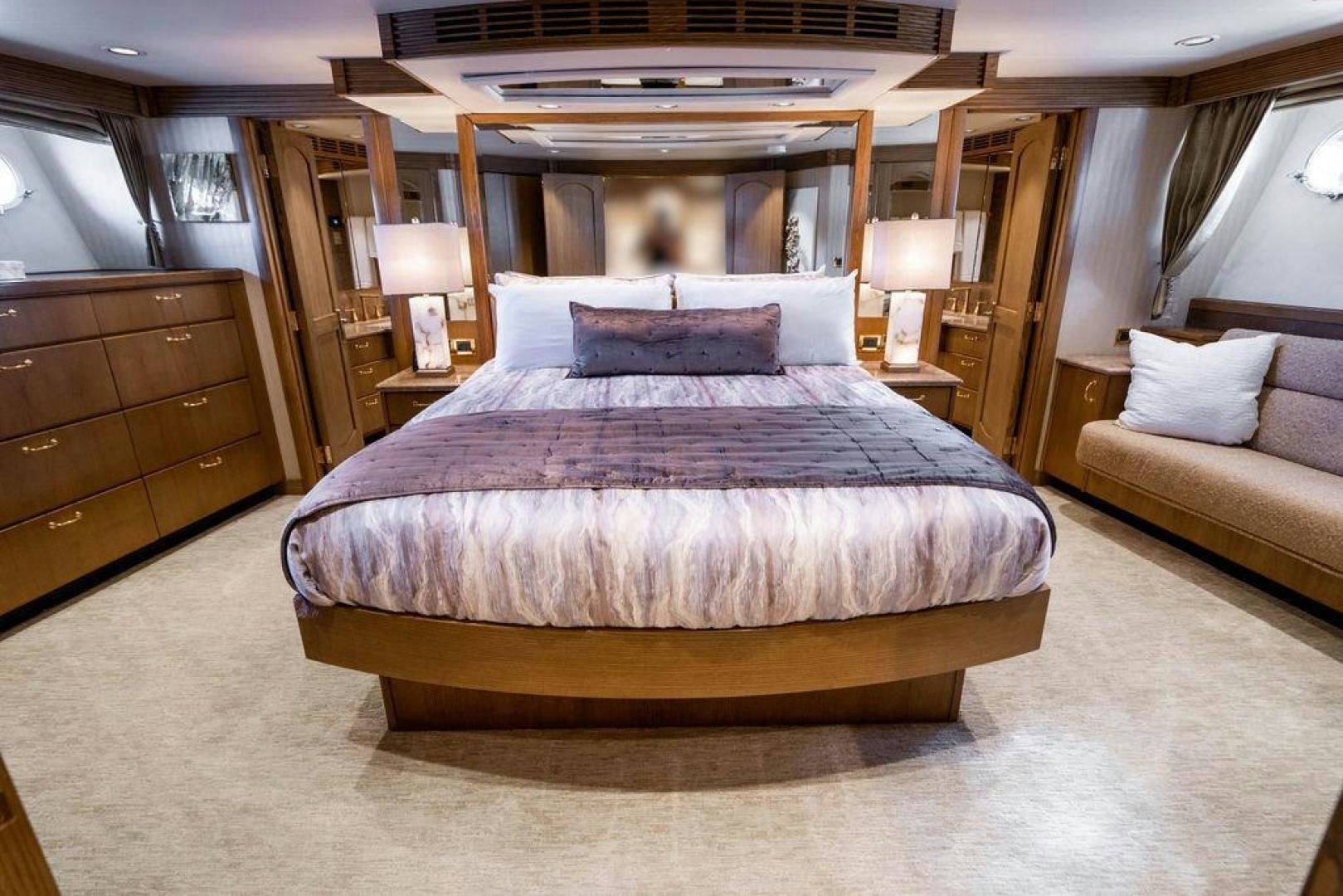 a bed in a room aboard NORTH COAST 120 Yacht for Sale