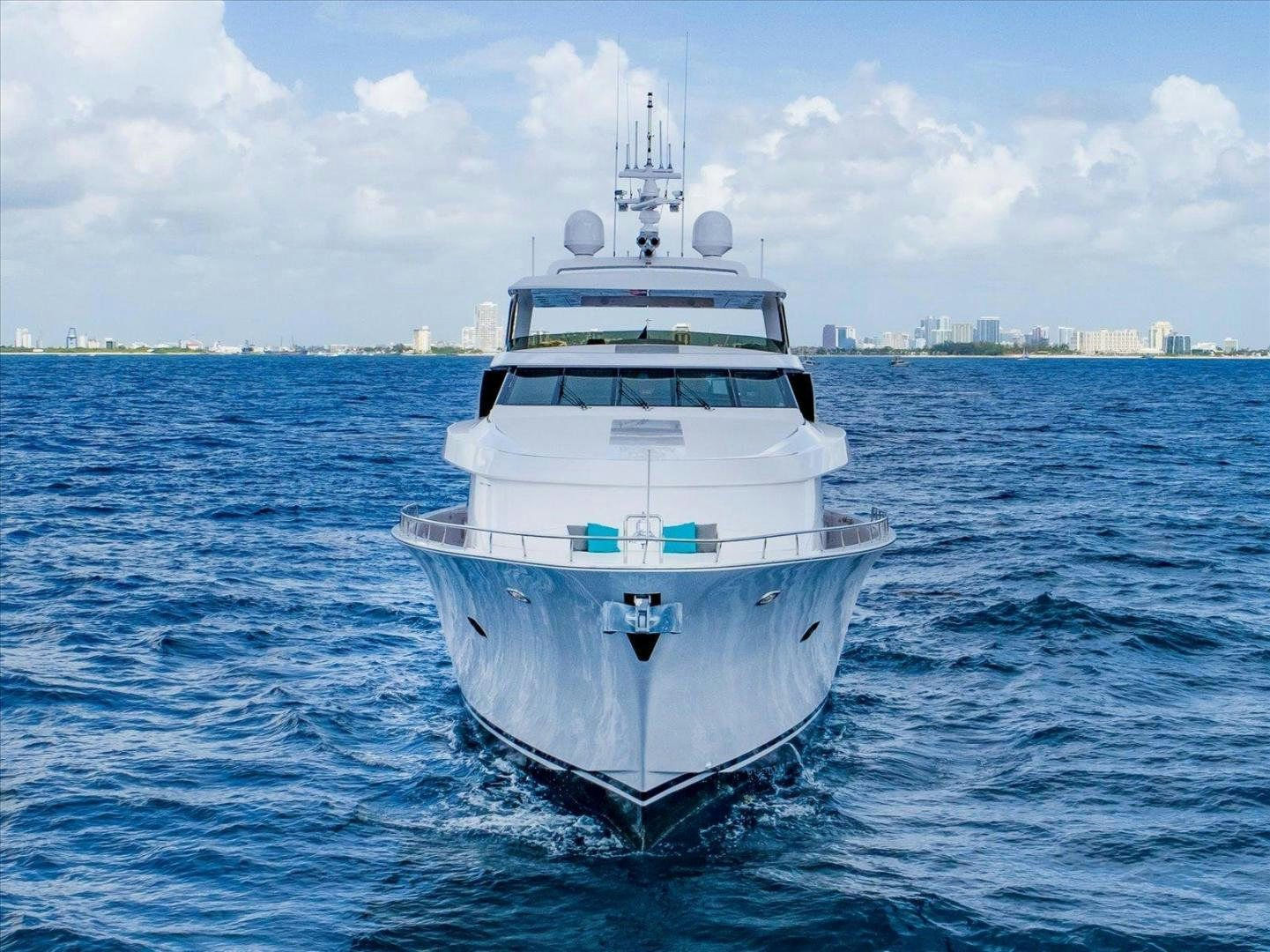 a large white boat in the water aboard NORTH COAST 120 Yacht for Sale