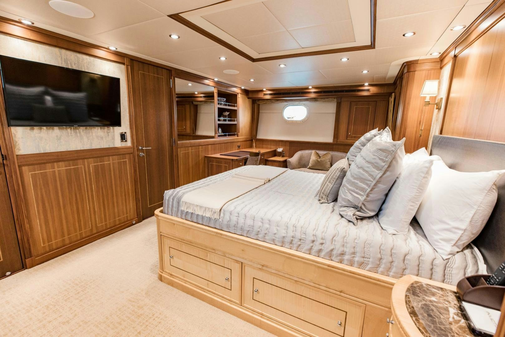 a bed in a cabin aboard INVICTUS Yacht for Sale