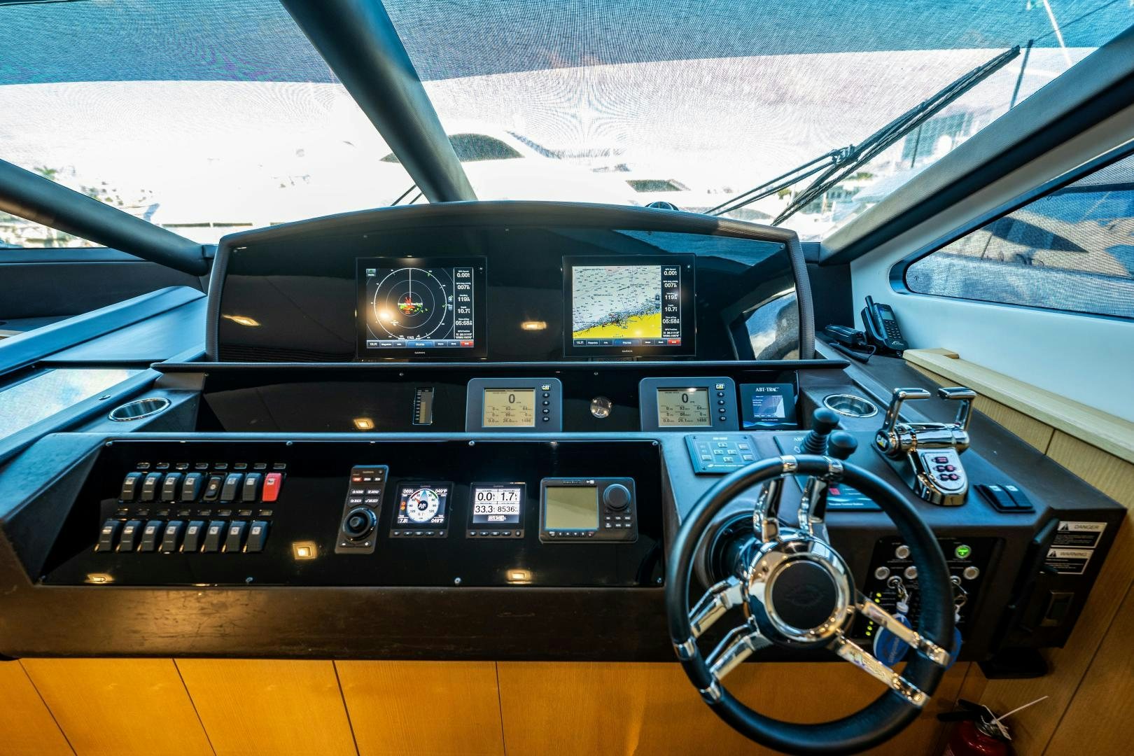 the inside of a car aboard THE KING Yacht for Sale