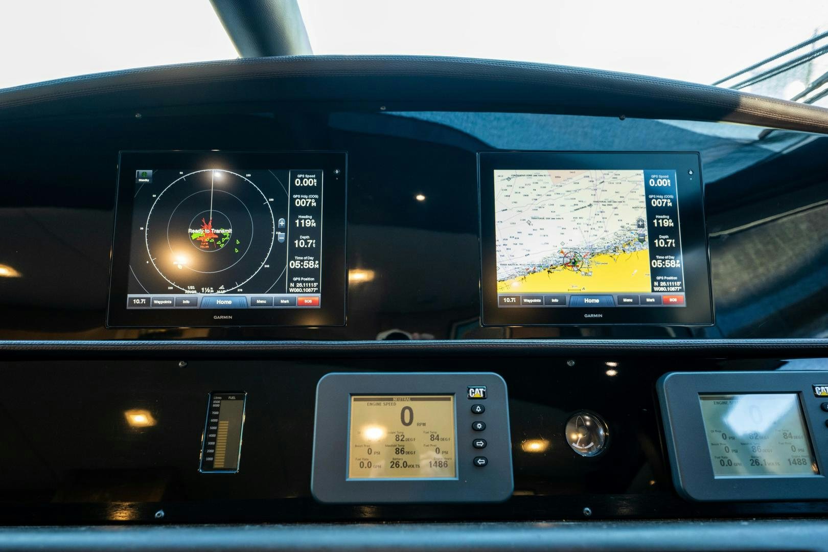 a dashboard of a car aboard THE KING Yacht for Sale
