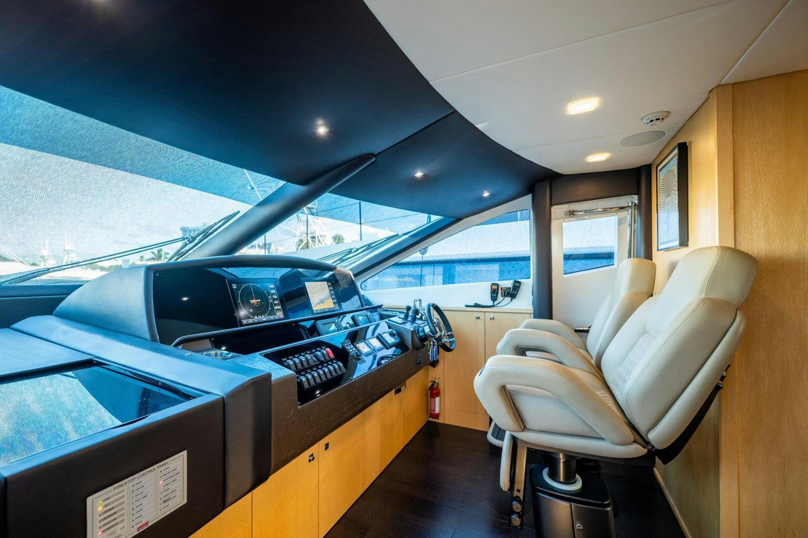inside of a car aboard THE KING Yacht for Sale