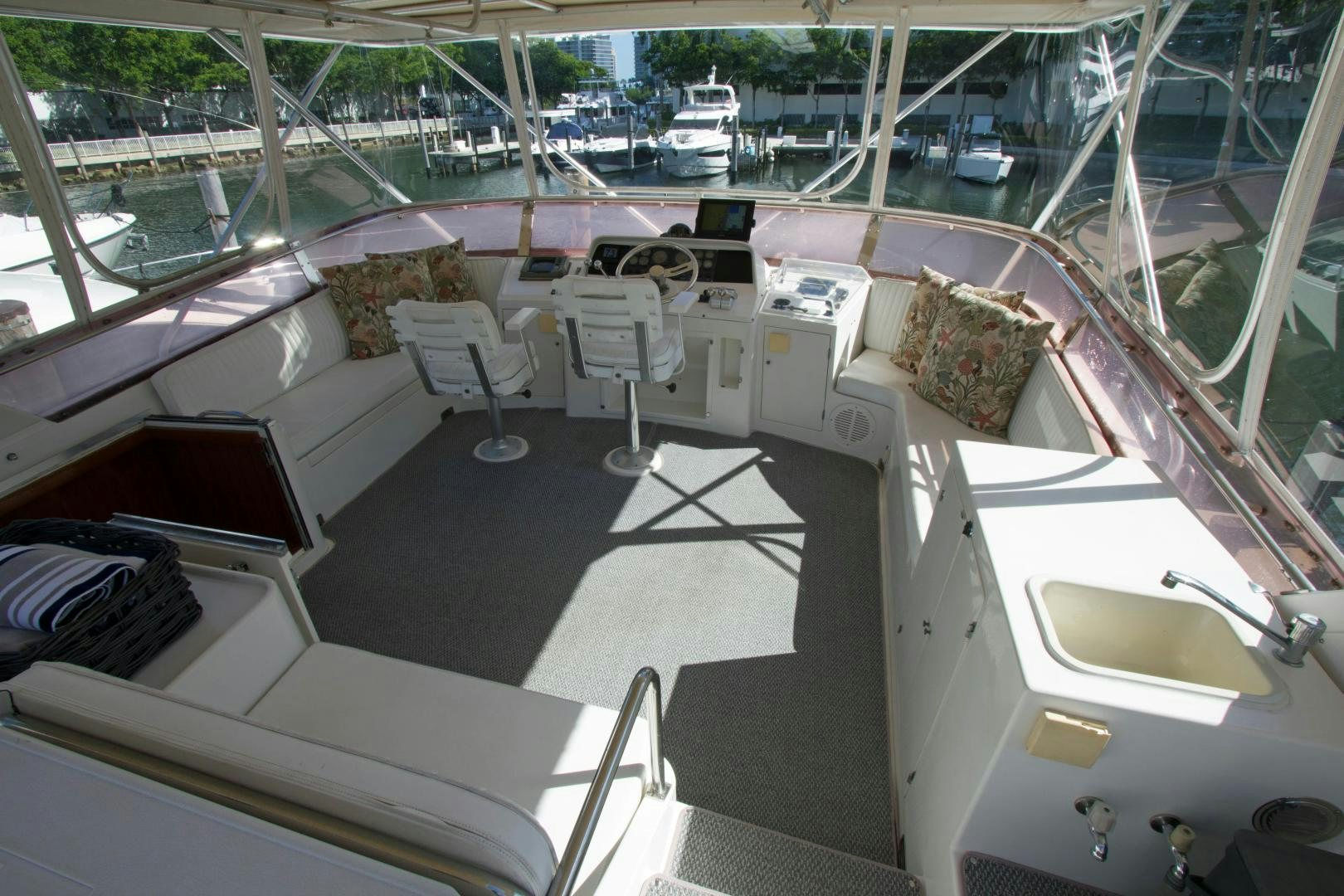 inside of a car aboard Seaquest Yacht for Sale