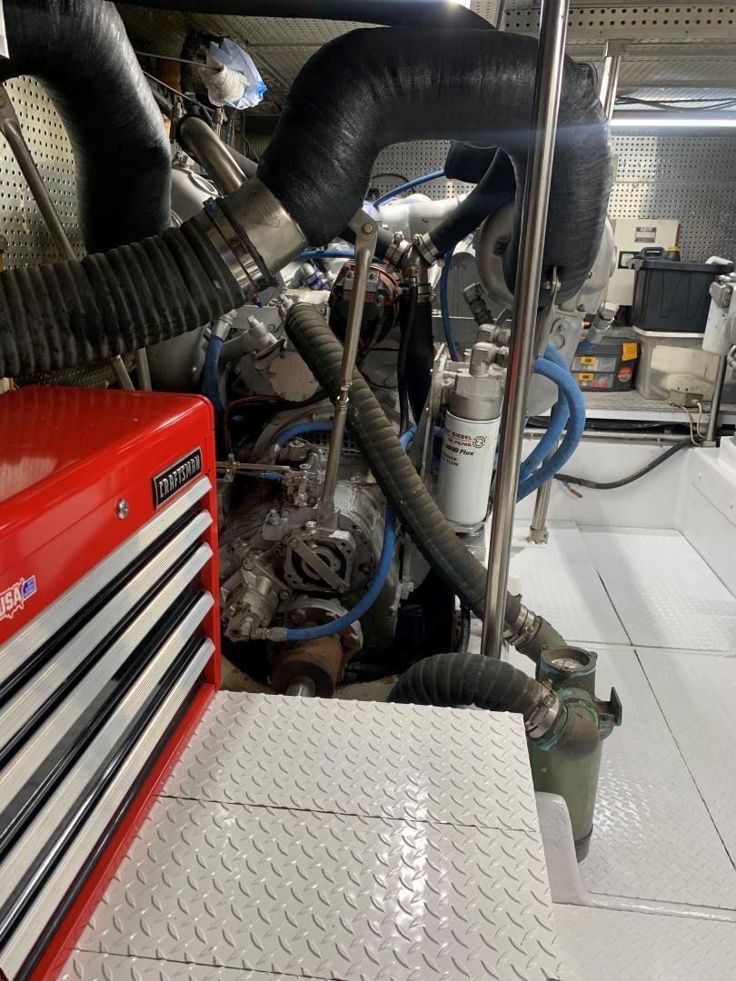 a close-up of a car engine aboard Seaquest Yacht for Sale