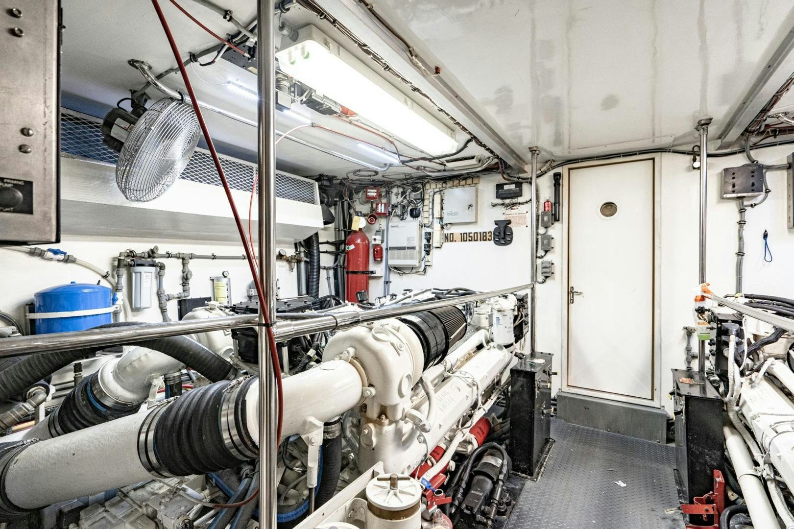 a room with pipes and equipment aboard LOVELIEST LADY Yacht for Sale