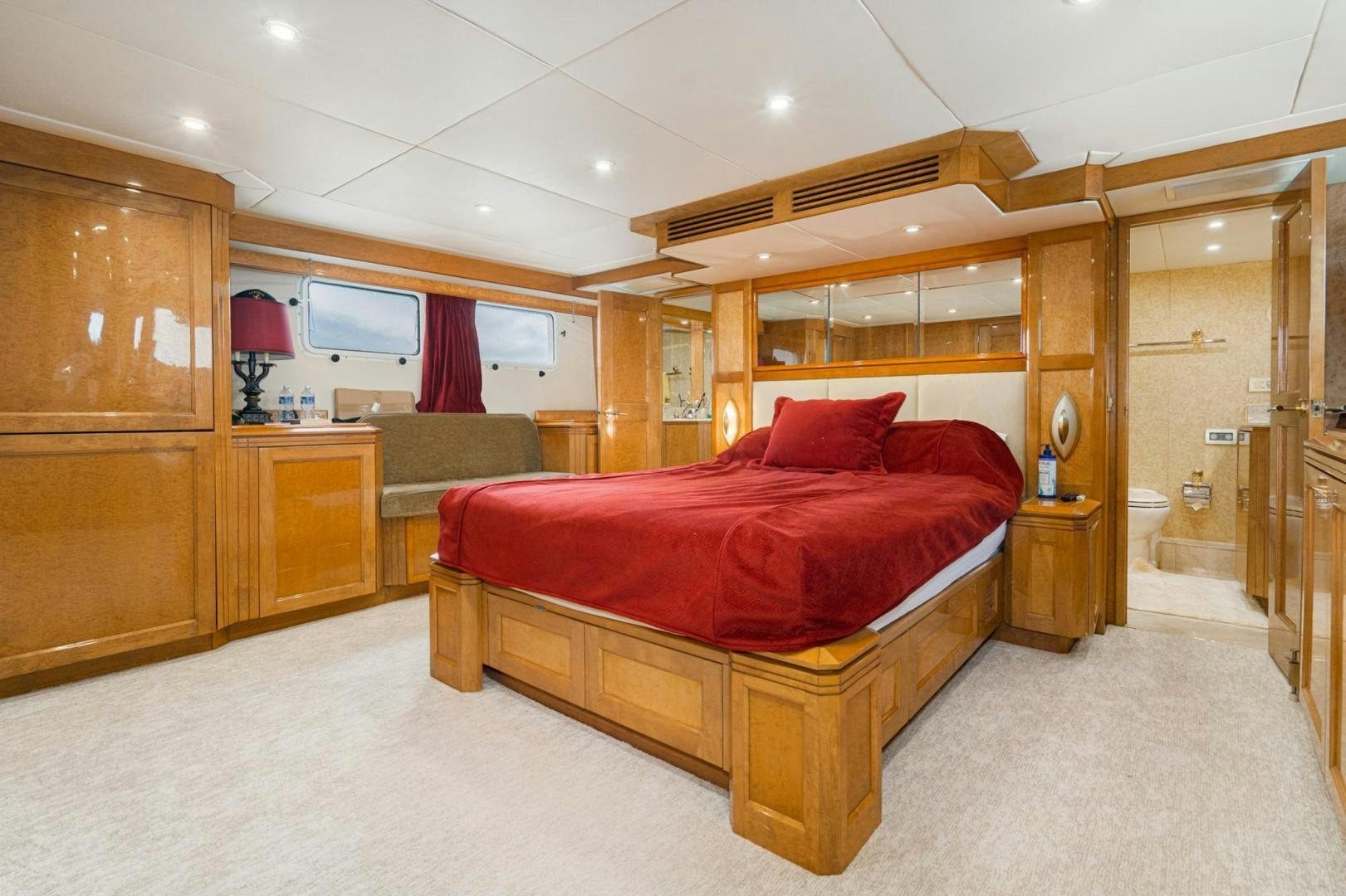 a bed in a room aboard LOVELIEST LADY Yacht for Sale