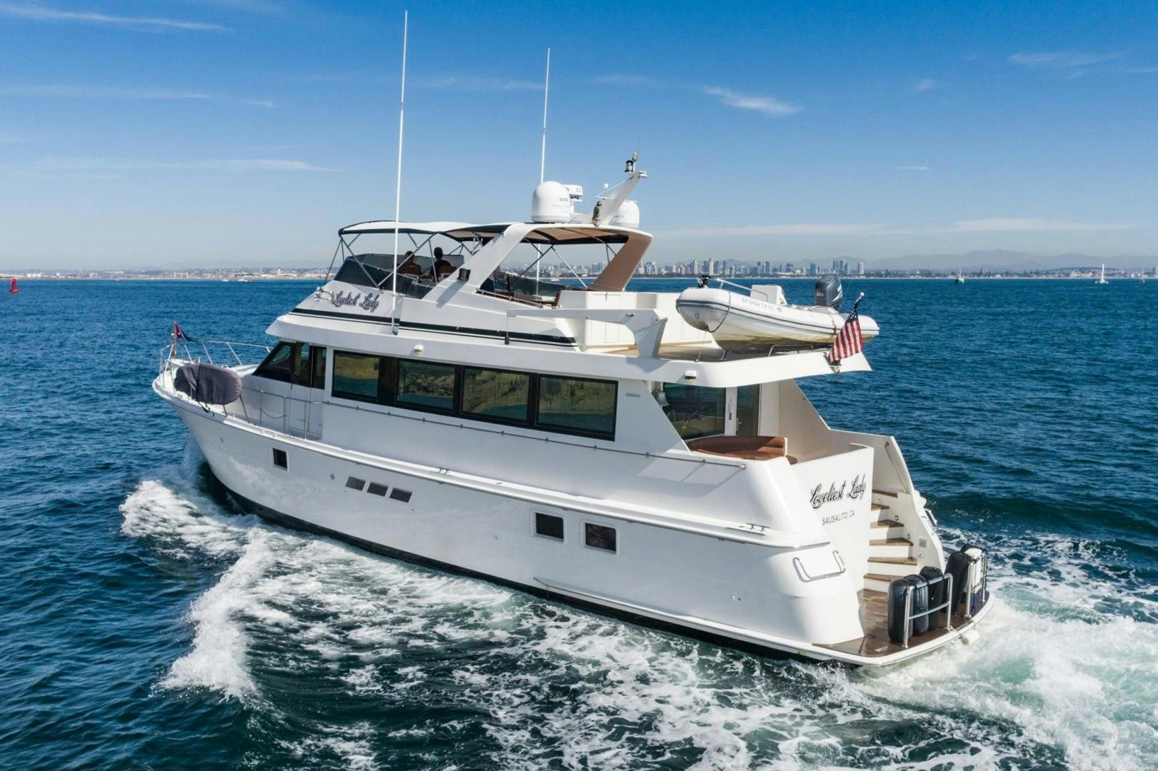 a boat on the water aboard LOVELIEST LADY Yacht for Sale