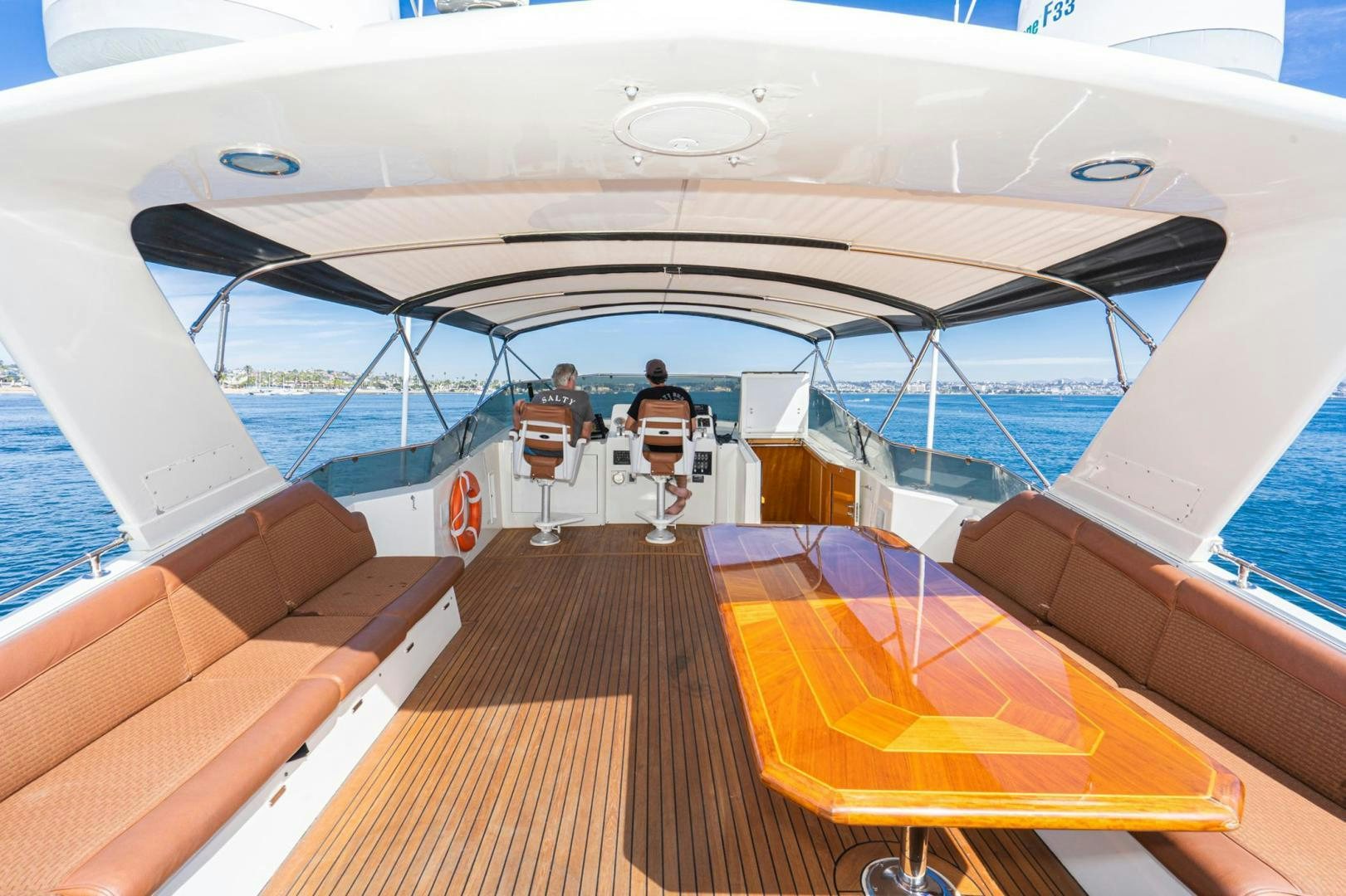 a couple of people sitting on a boat aboard LOVELIEST LADY Yacht for Sale