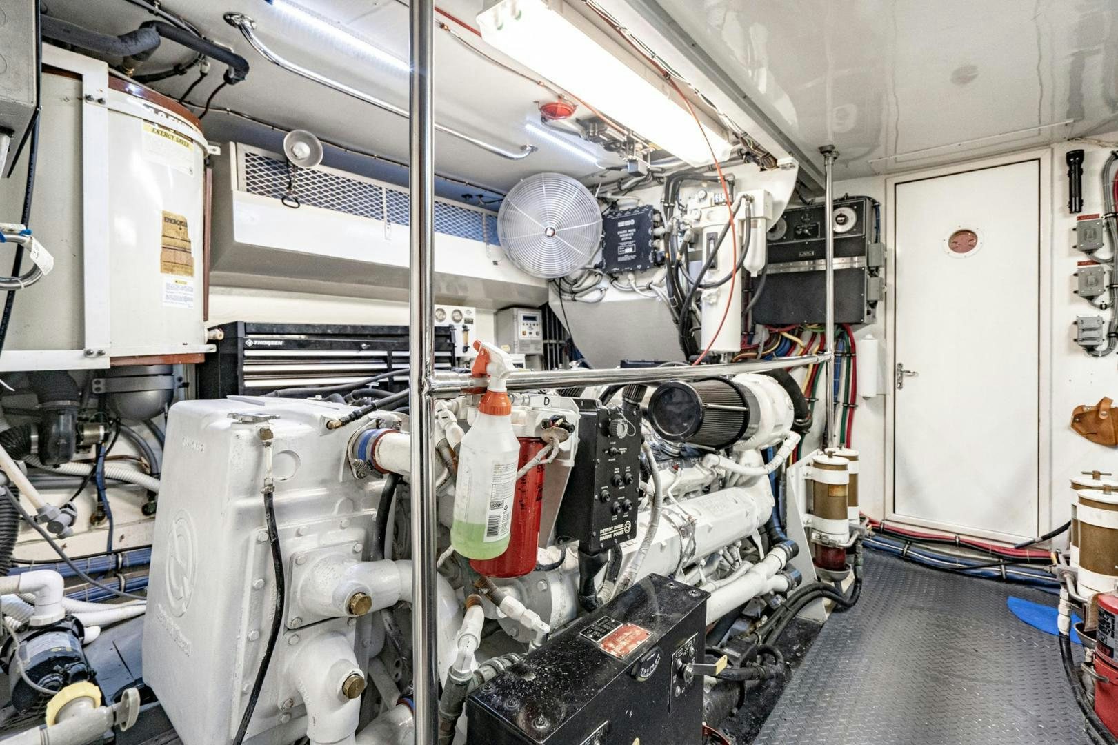 a large room with machinery aboard LOVELIEST LADY Yacht for Sale