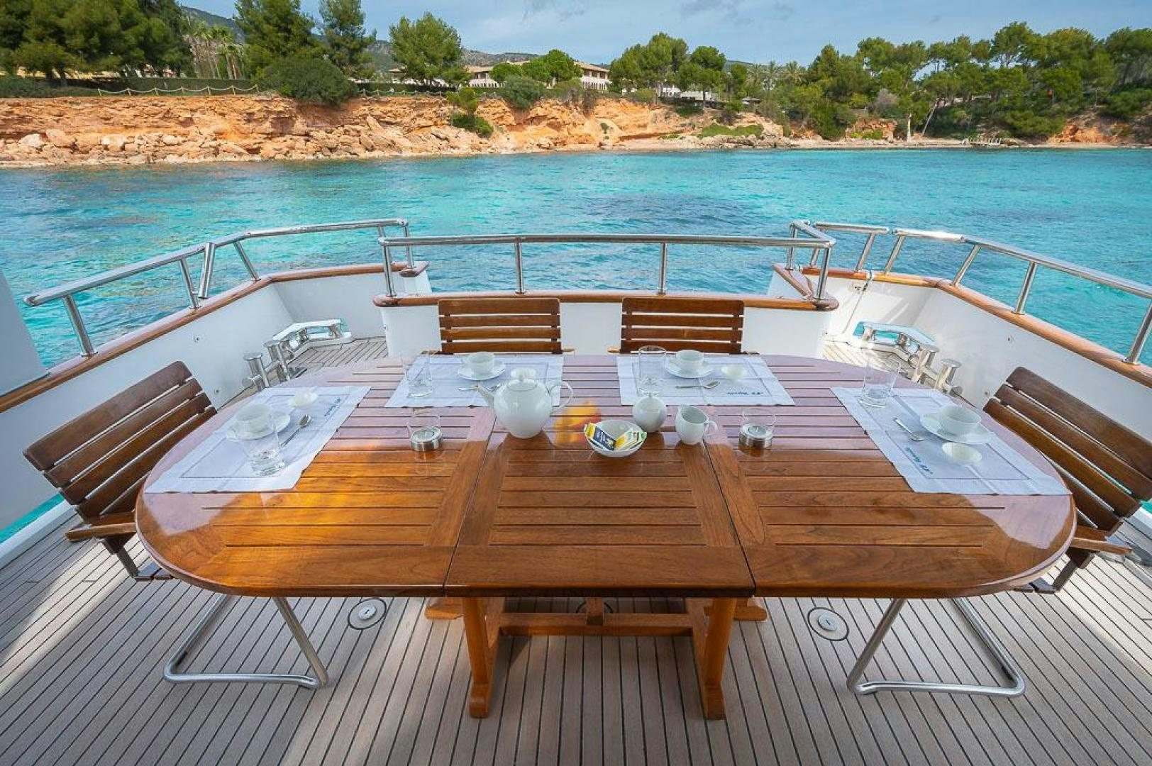 a table on a boat aboard CAPELLA Yacht for Sale