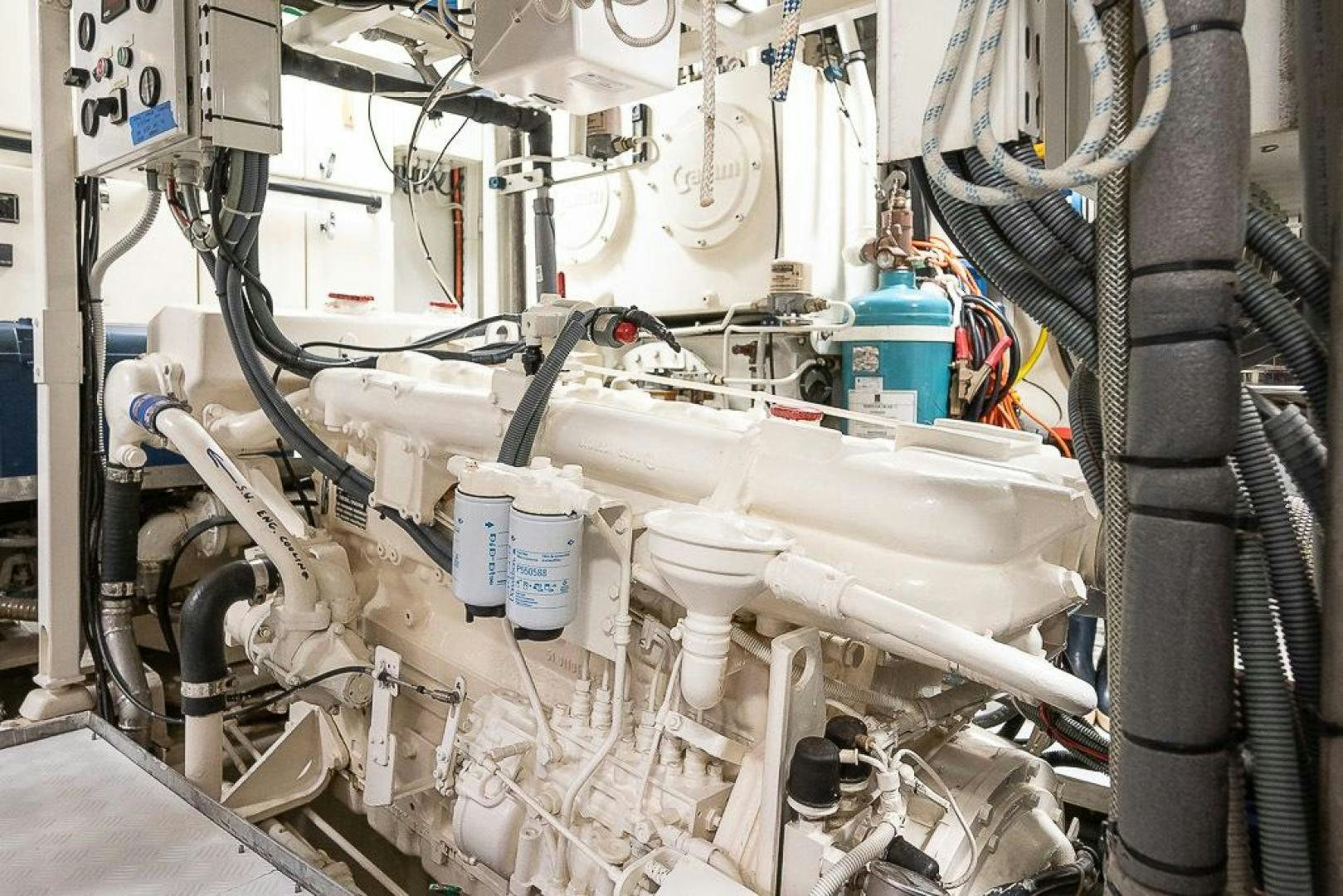 a room with pipes and tubes aboard CAPELLA Yacht for Sale