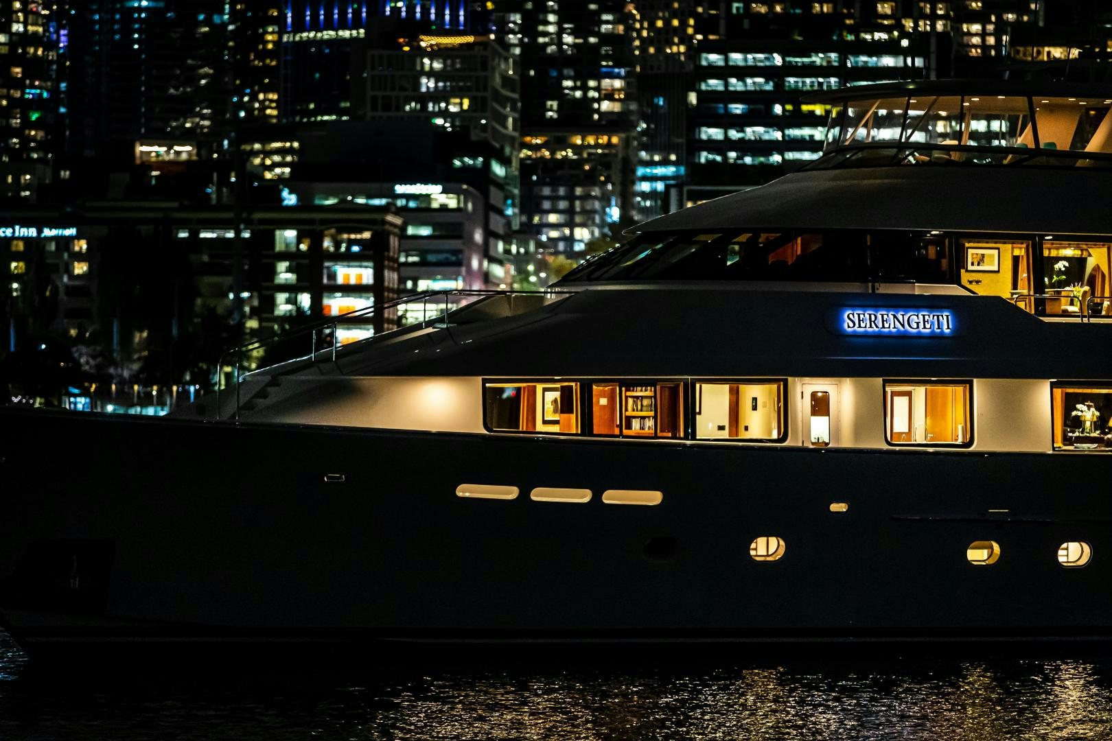 a train on the tracks aboard SERENGETI Yacht for Sale