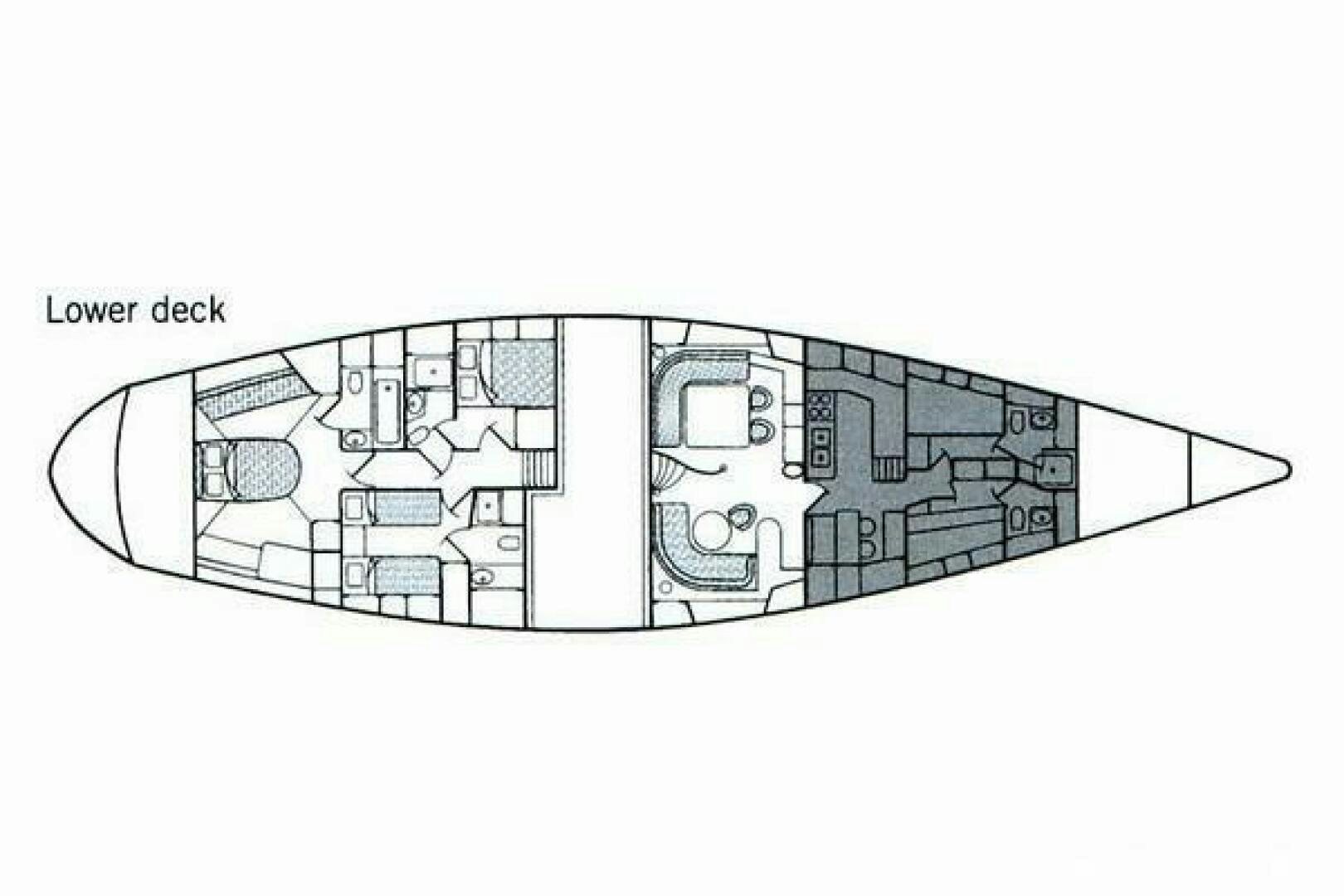 a sketch of a house aboard MUSTANG Yacht for Sale