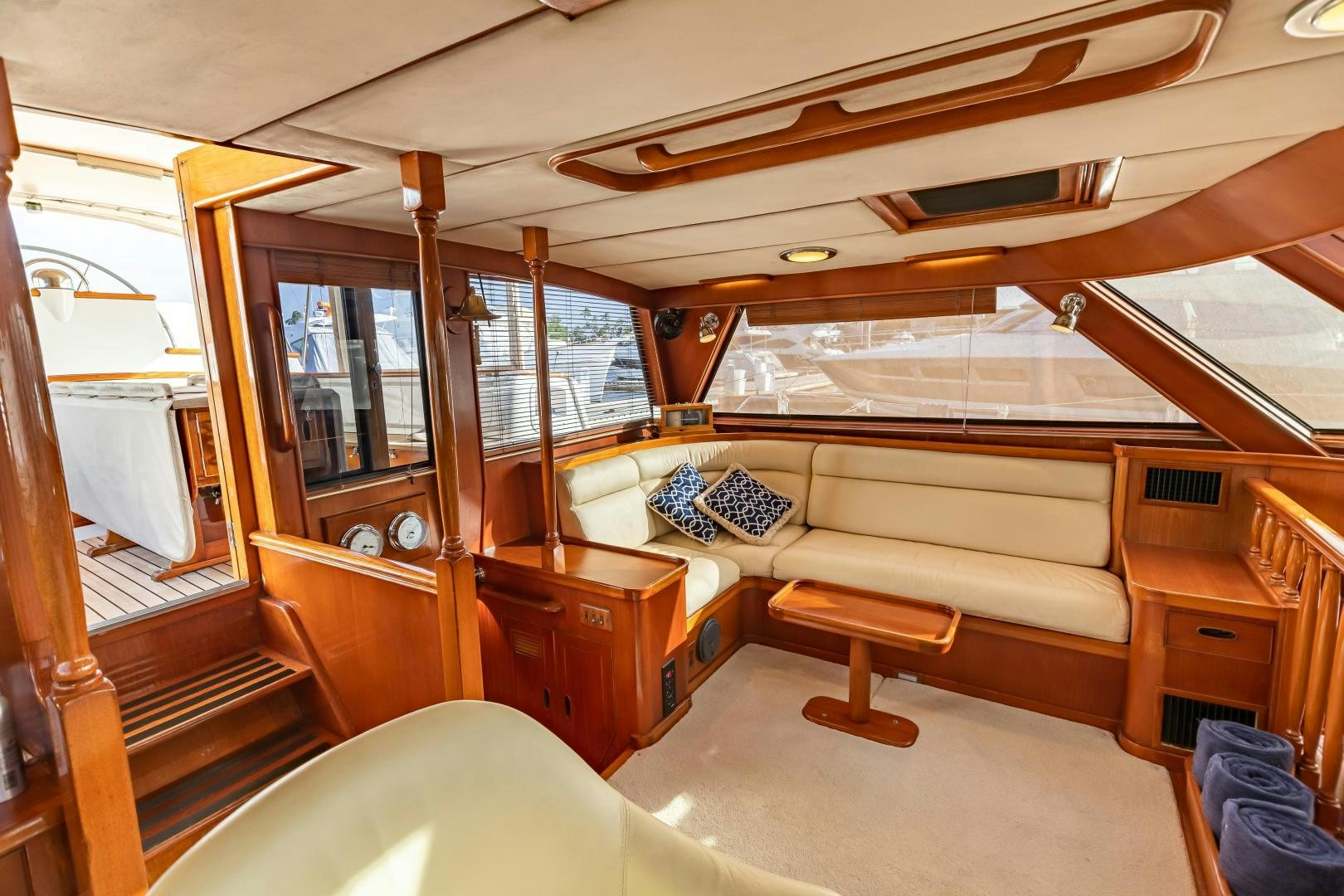 a room with a bed and a desk aboard MUSTANG Yacht for Sale