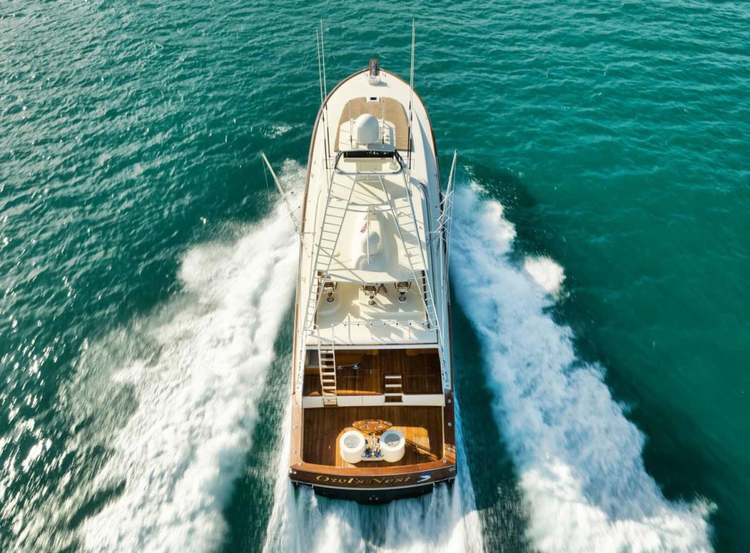 a ship in the water aboard OWL'S NEST Yacht for Sale
