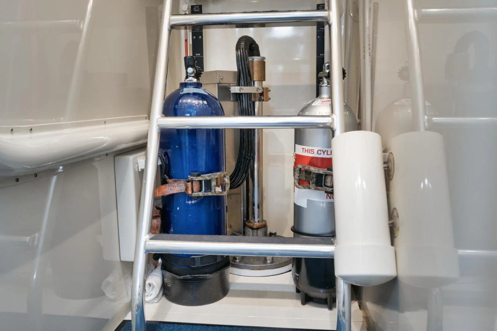 a blue and white machine aboard OWL'S NEST Yacht for Sale