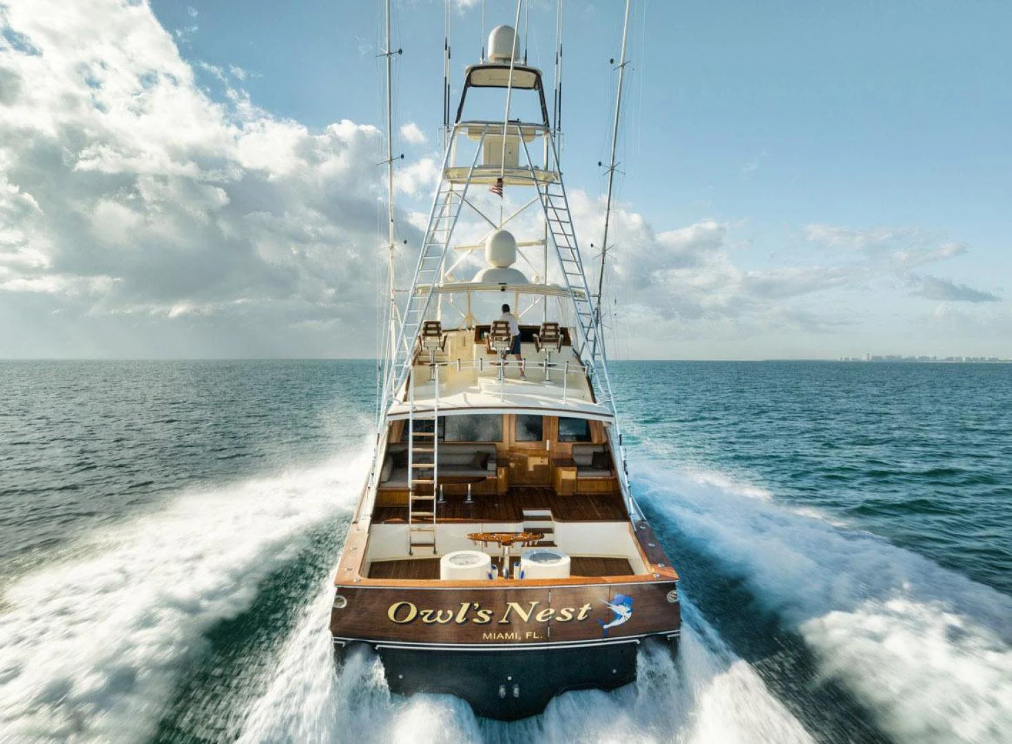 a boat on the water aboard OWL'S NEST Yacht for Sale