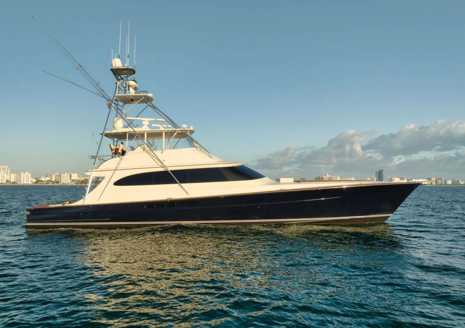 a large ship in the water aboard OWL'S NEST Yacht for Sale