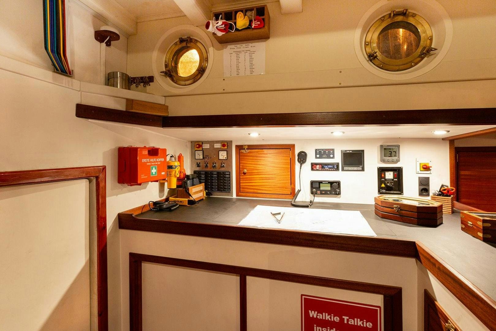 a room with a counter and a sink aboard SKYTHIA Yacht for Sale