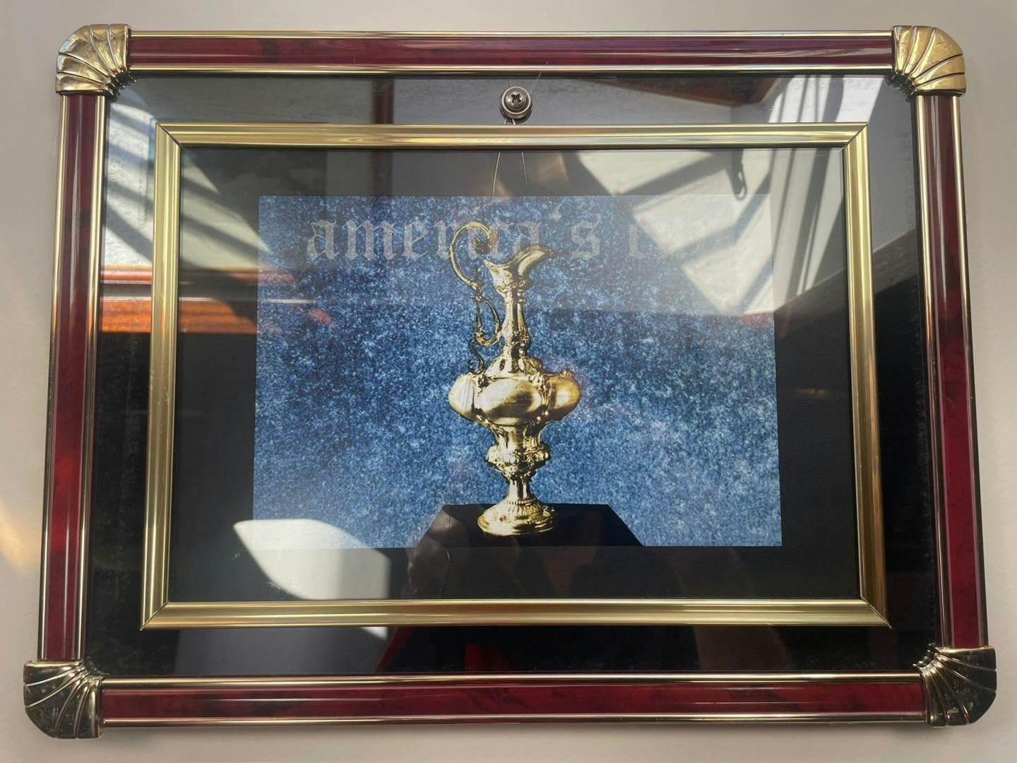 a framed picture of a religious figure aboard SKYTHIA Yacht for Sale