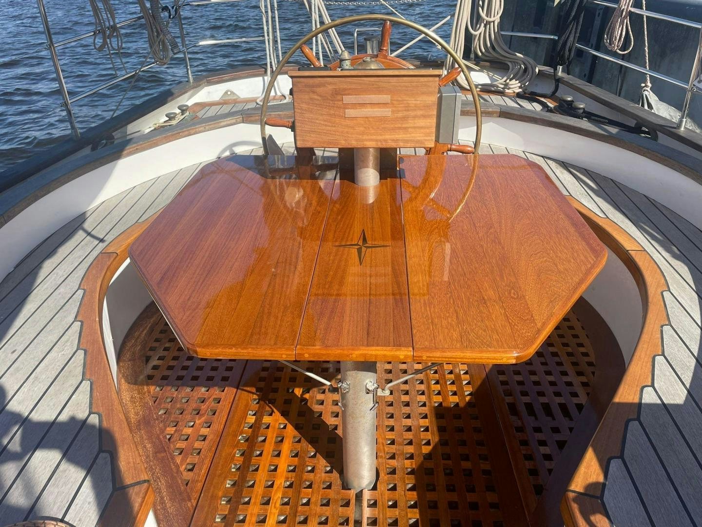 the deck of a ship aboard SKYTHIA Yacht for Sale
