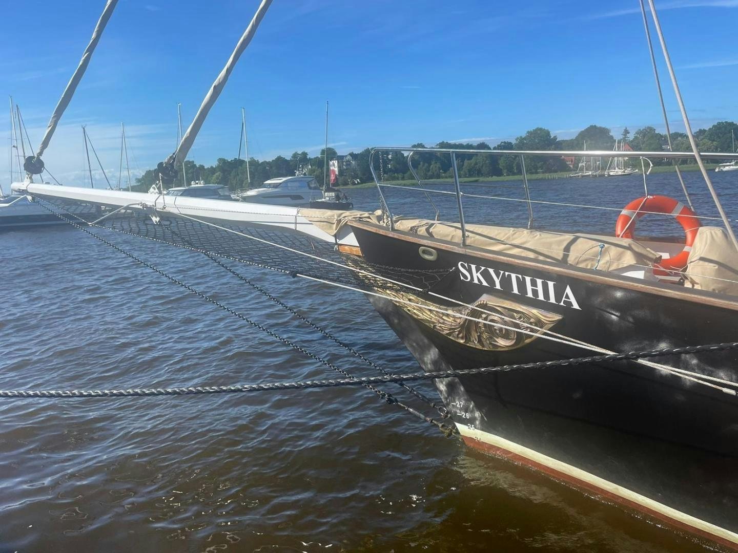 a boat on the water aboard SKYTHIA Yacht for Sale